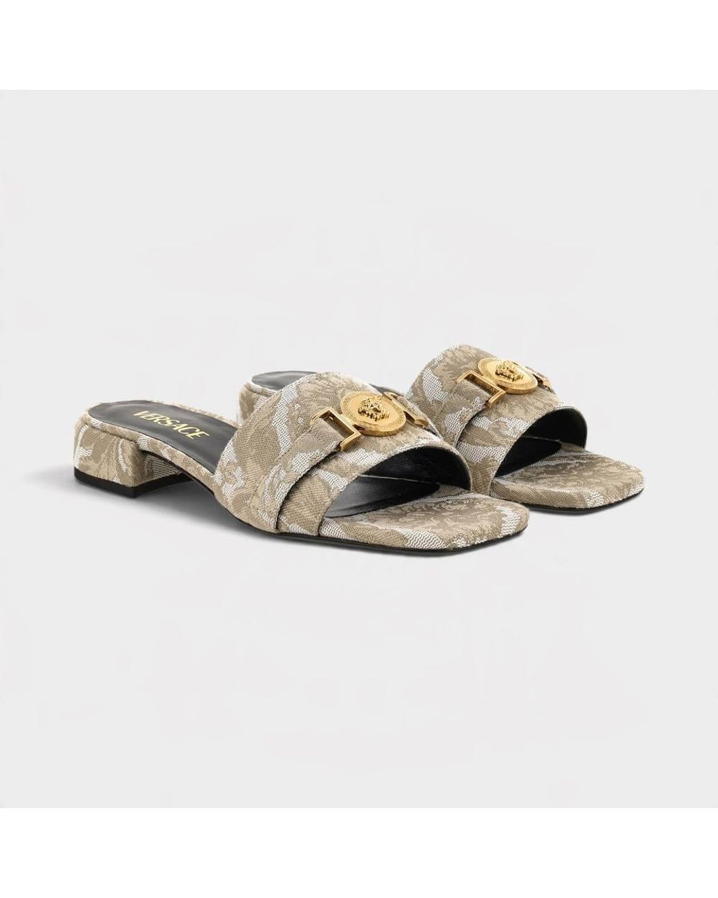 Versace Metallic Medusa Head Icon Fabric Sandal