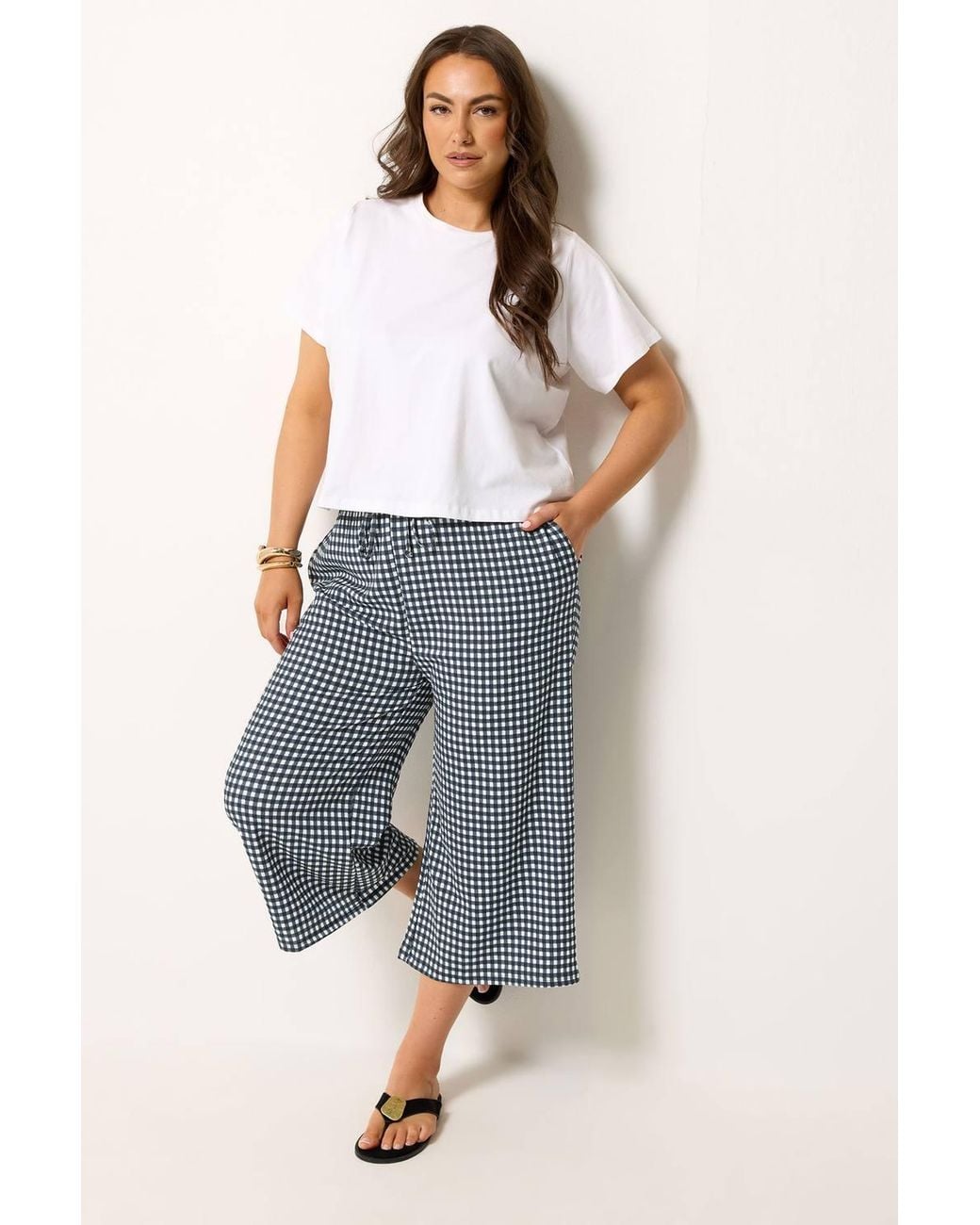 Yours Blue Gingham Culottes