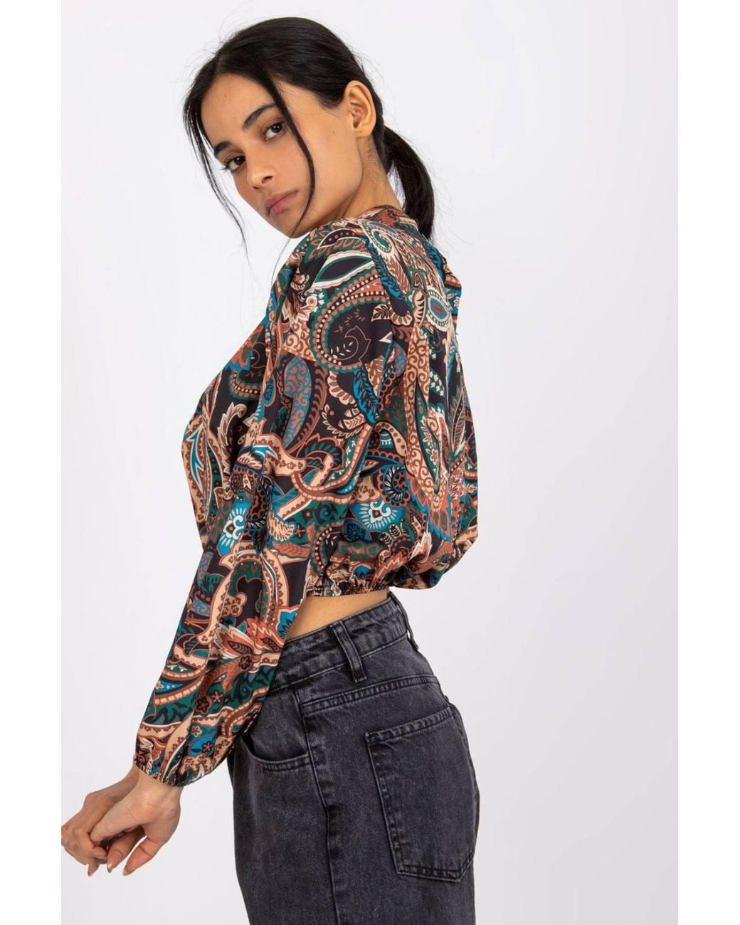 Love Lace Brown Everyday Long Sleeve Stand Collar Blouse