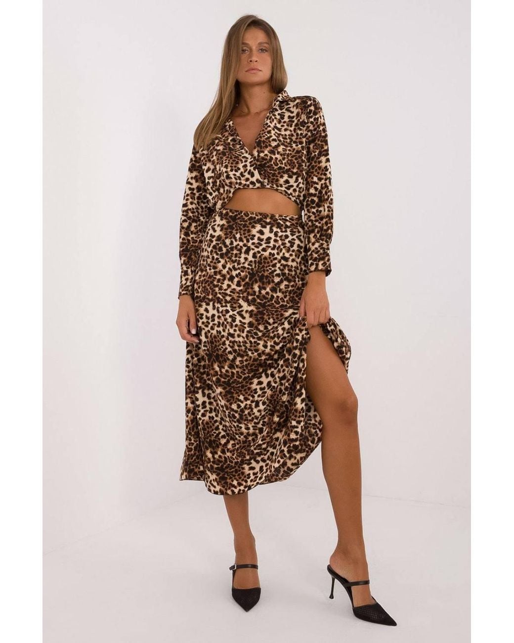 Love Lace Brown Blouse & Skirt Set