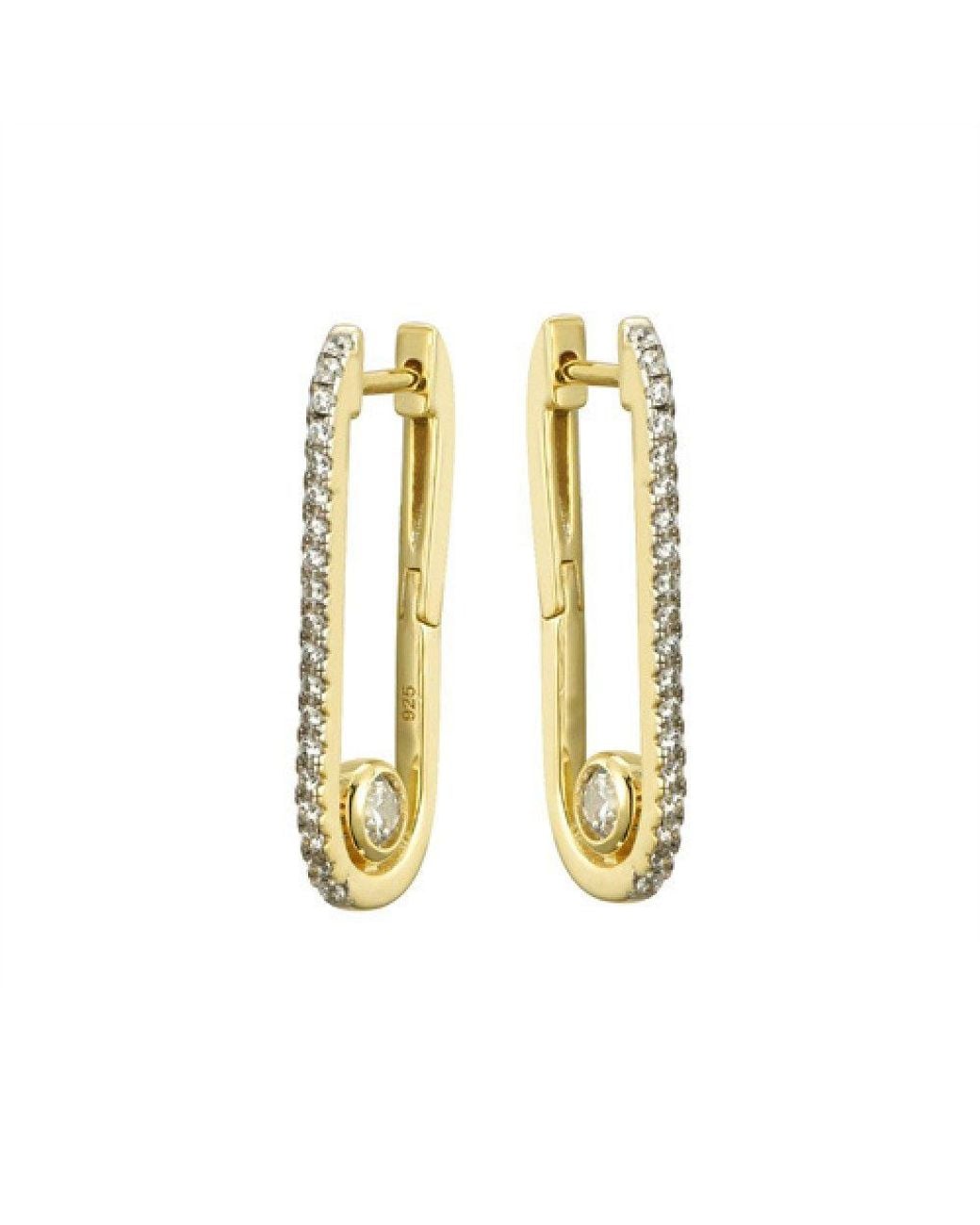 Jewelco London Metallic Plated Cz Paperclip Donut Solitaire Drop Earrings
