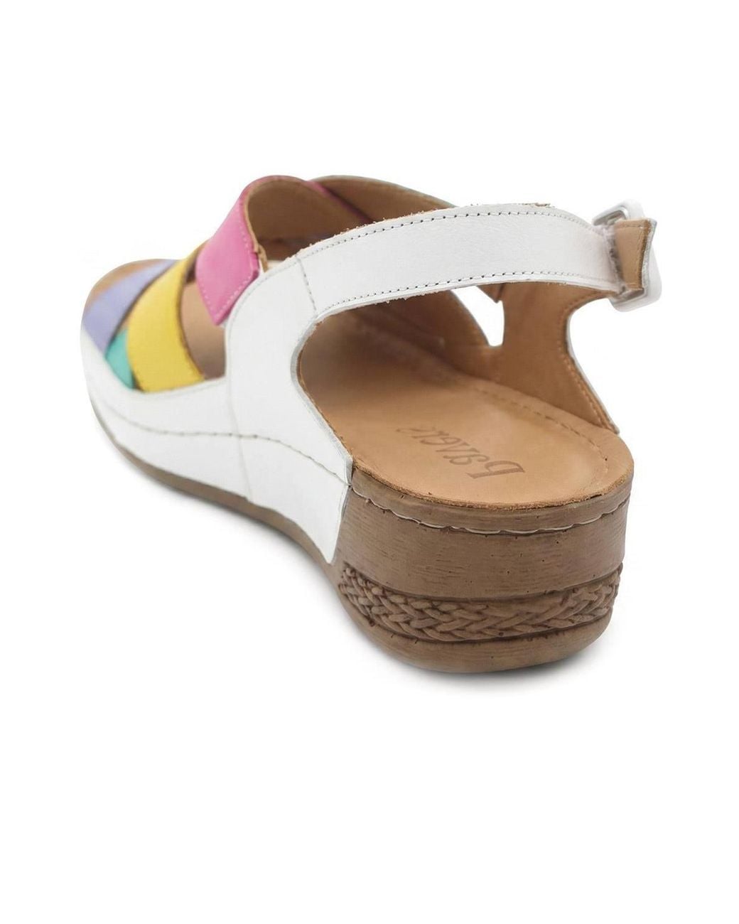 Pavers White Strappy Buckled Leather Sandals