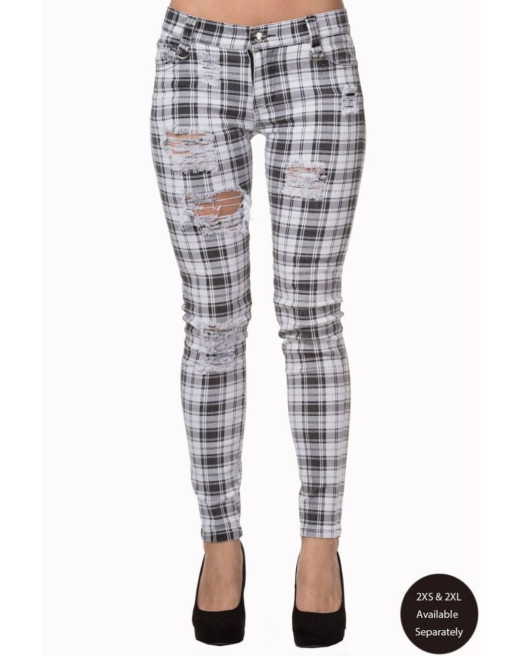 Banned Retro White Move On Up Trousers- Check