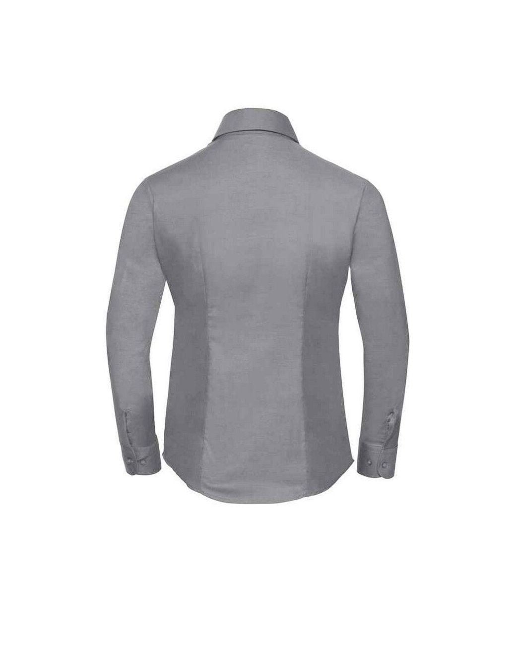 Russell Collection Gray Oxford Long-Sleeved Shirt