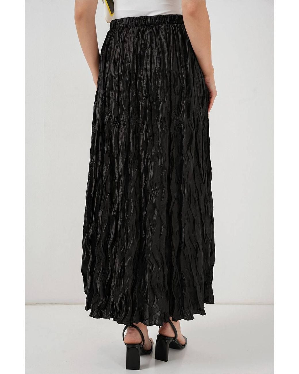 Bigdart Black Textured Maxi Skirt With Elastic Waist