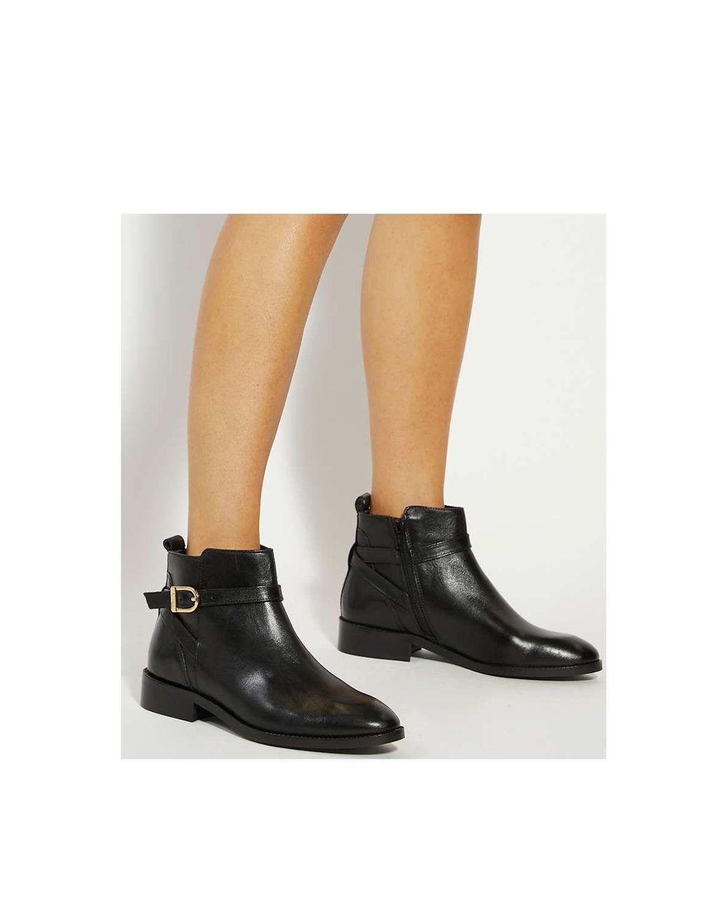 Dune Black Wide Fit 'Pemma' Leather Ankle Boots