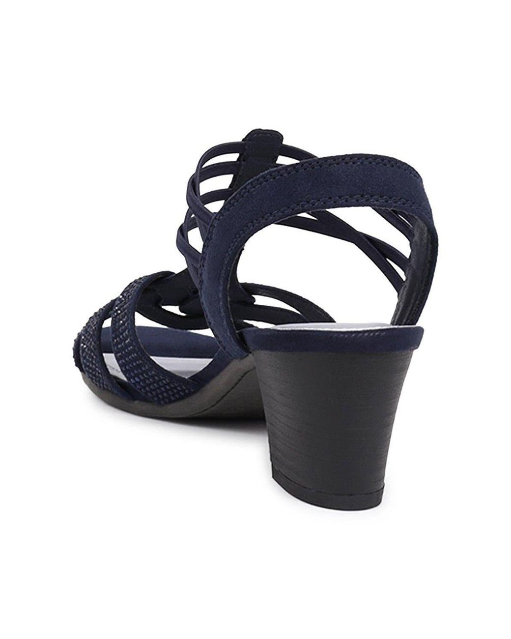 Pavers Blue Slip-On Block-Heeled Sandals