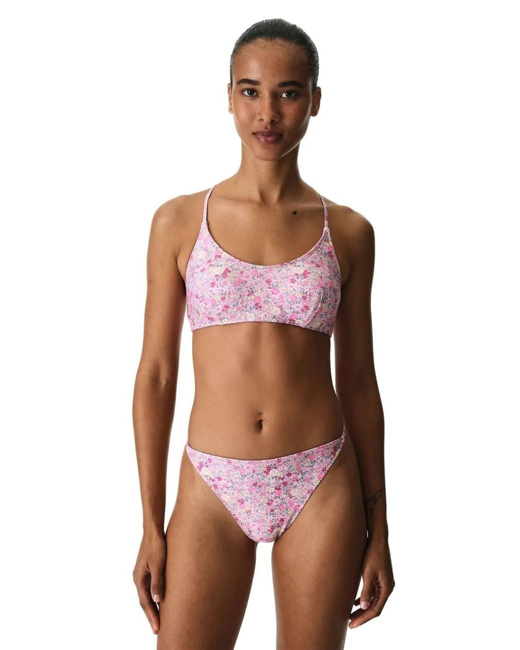 Penti Purple Amira Side Frilled Floral Pattern Low Waist Bikini Bottoms