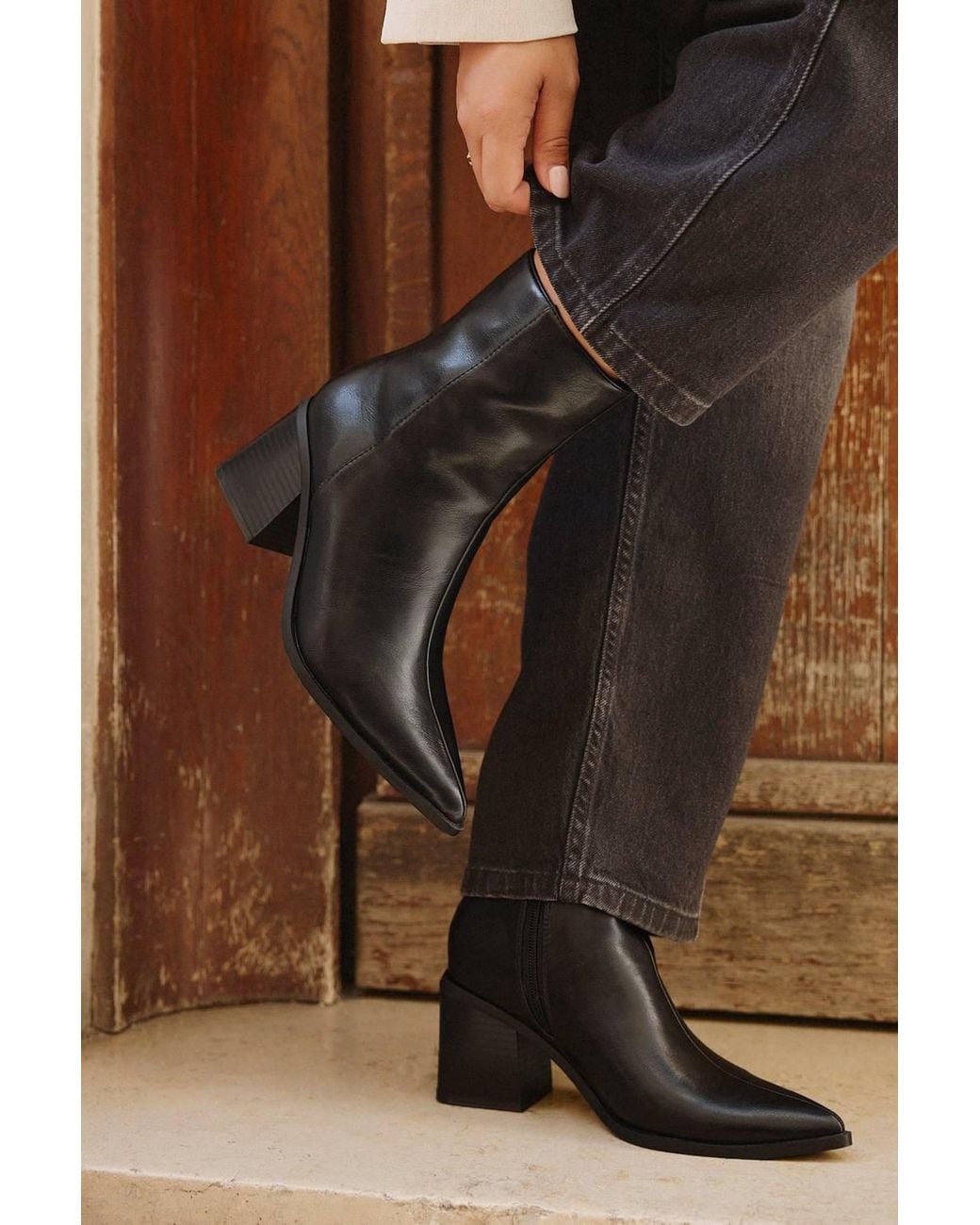 Linzi Black Signal Faux Leather Ankle Boots