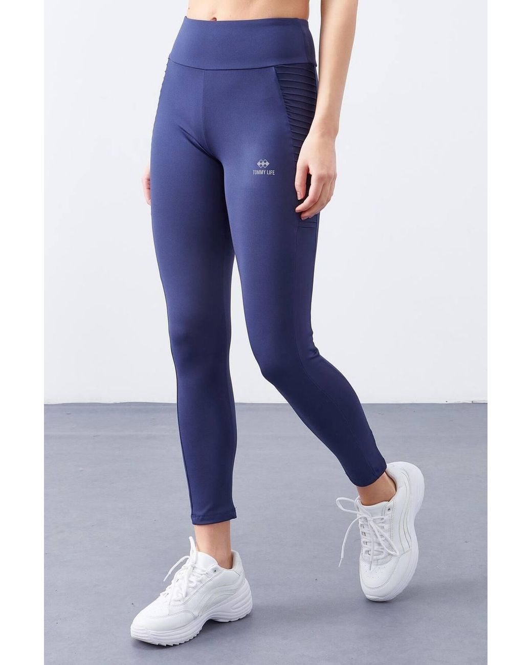 TOMMY LIFE Blue High-Waist Slim-Fit Leggings