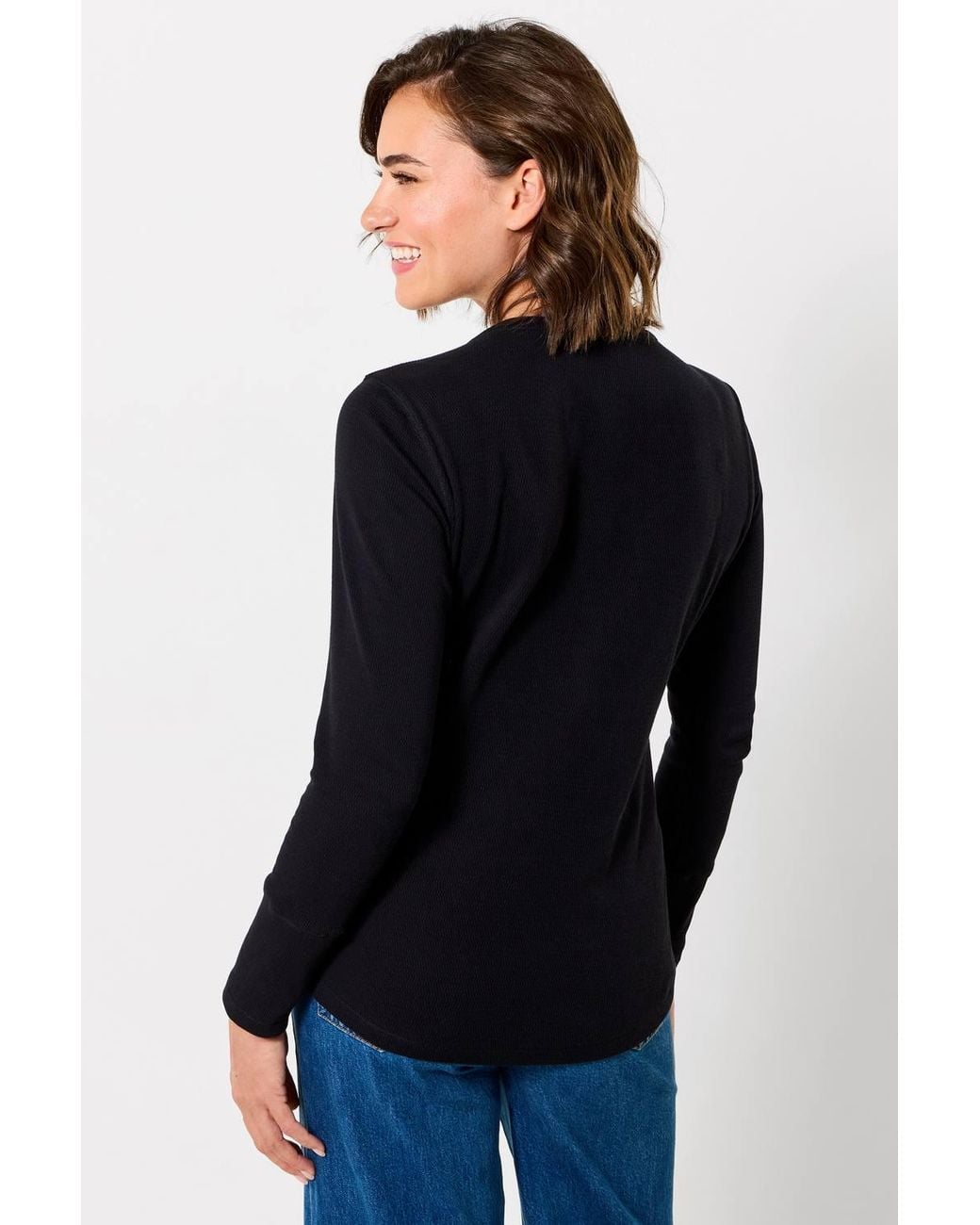 Joe Browns Black Henley Jersey Top With Floral Beading