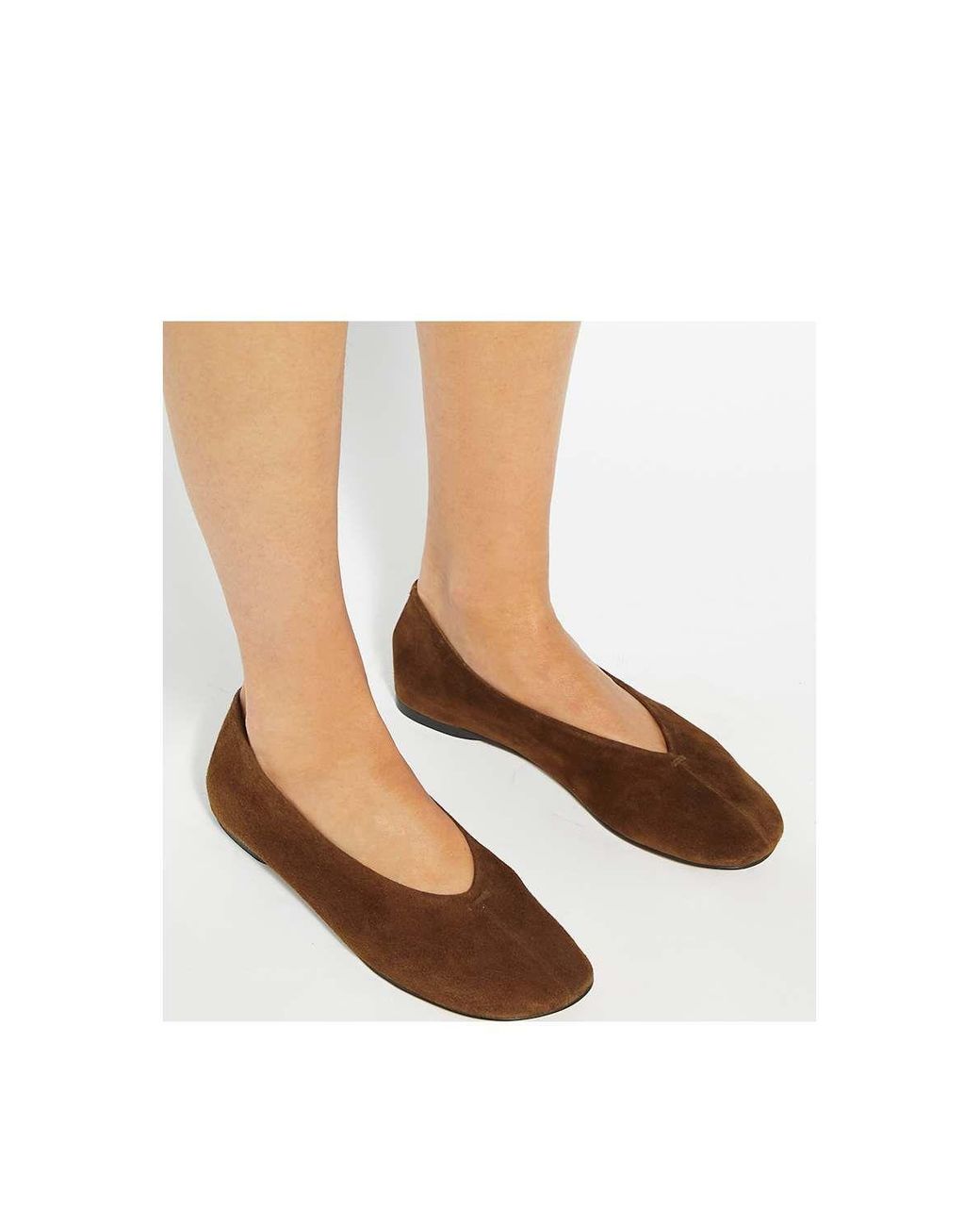 Dune Brown 'Highcut' Suede Ballet Pumps