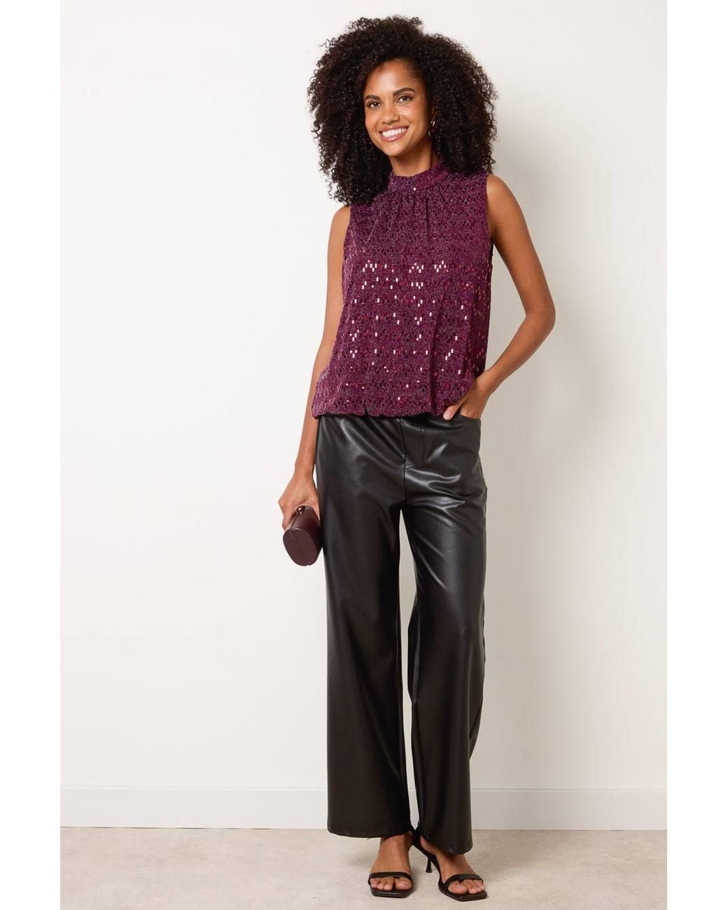Blue Vanilla Purple Sleeveless Turtleneck Blouse