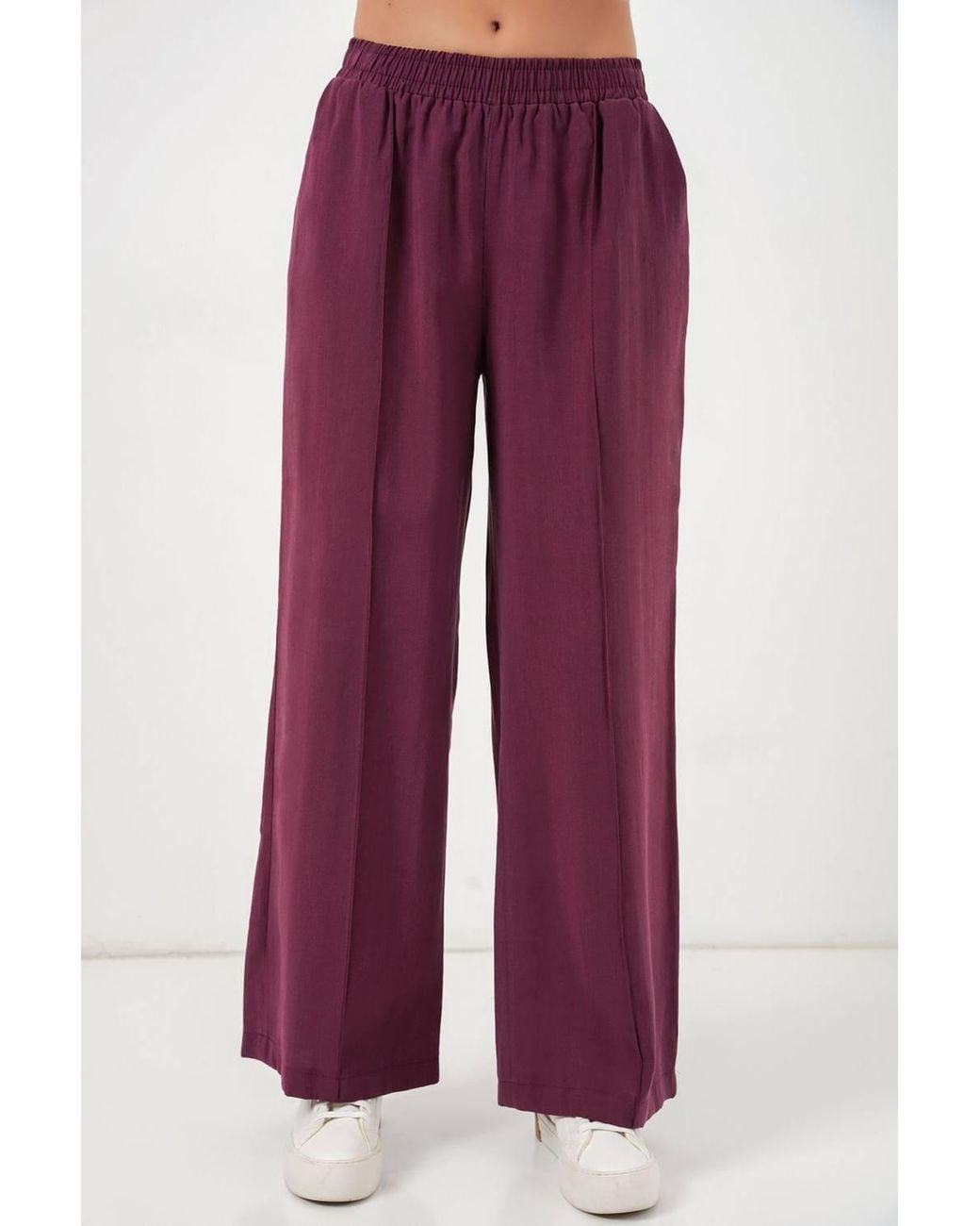 Bigdart Red Wide Leg Trousers With Elastic Waist