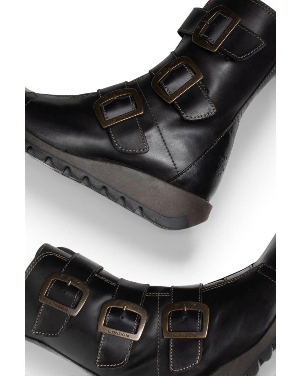 Infinity Leather Black Fly London Scop110 Chelsea Leather Ankle Zip Biker Boots