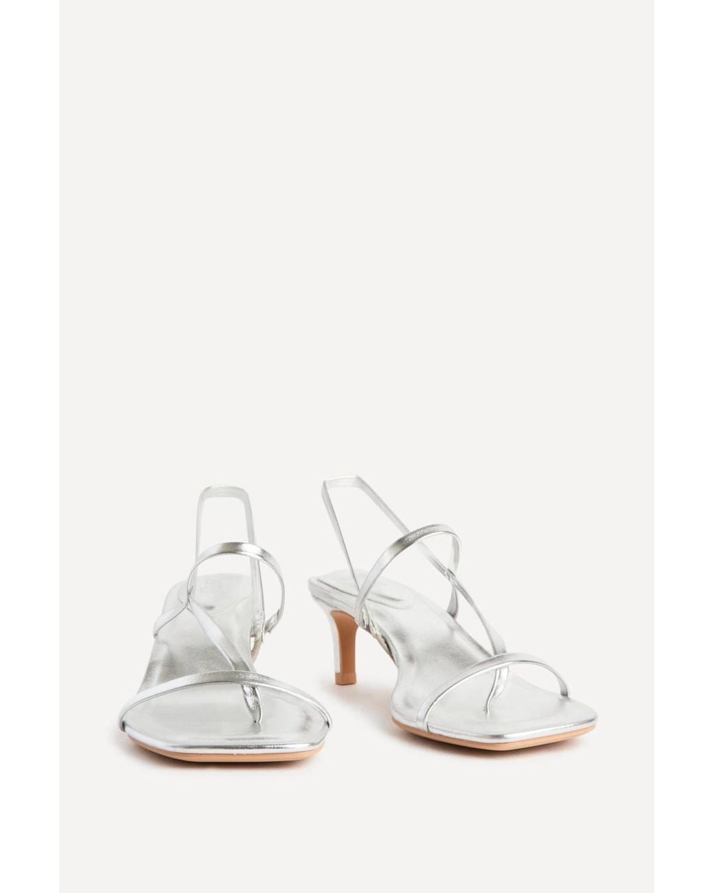 Linzi White Mode Faux Leather Heeled Sandals