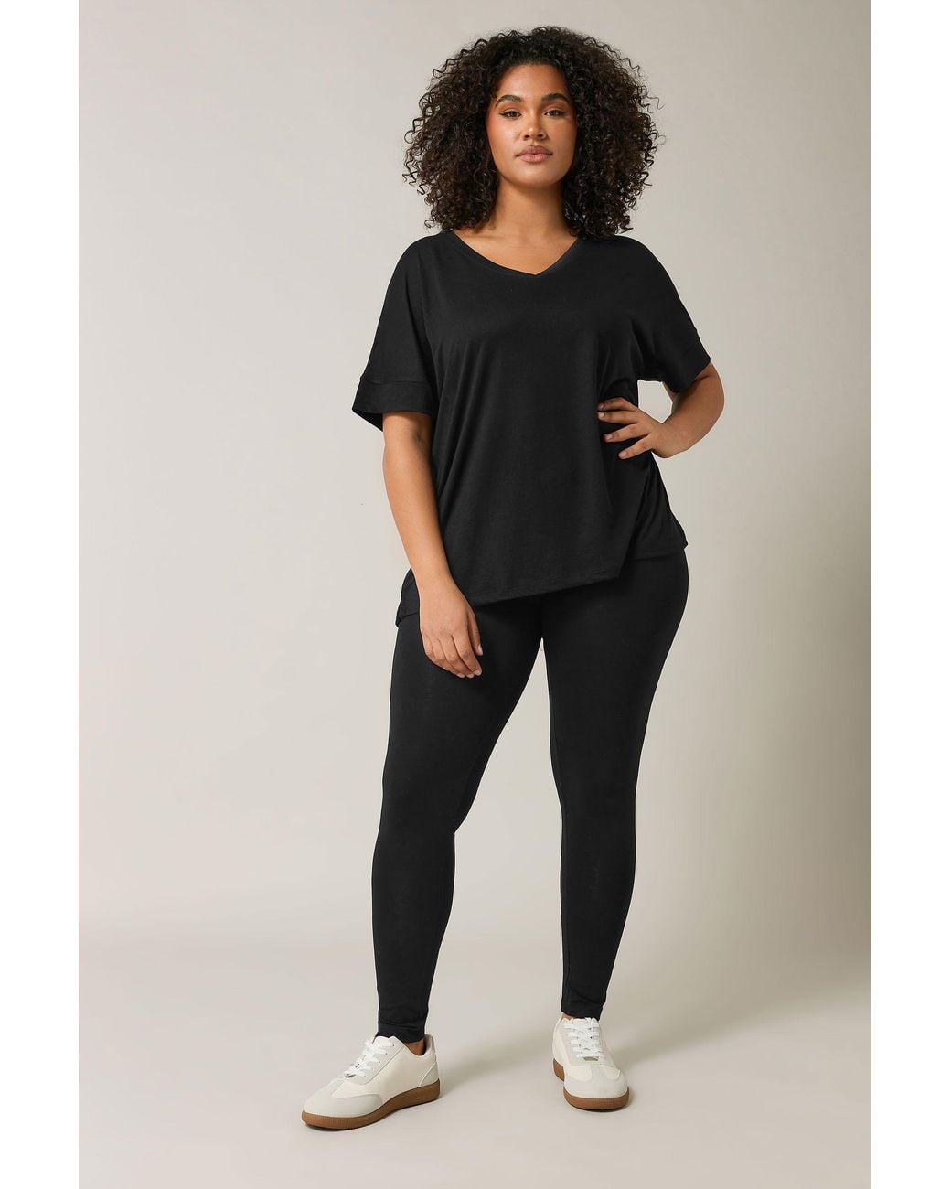Evans Black 2 Pack Cotton Stretch Leggings