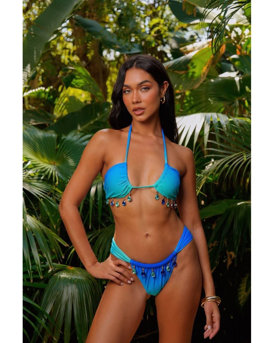 Moda Minx Blue Lagoon Ruched Fixed Bikini Bottoms