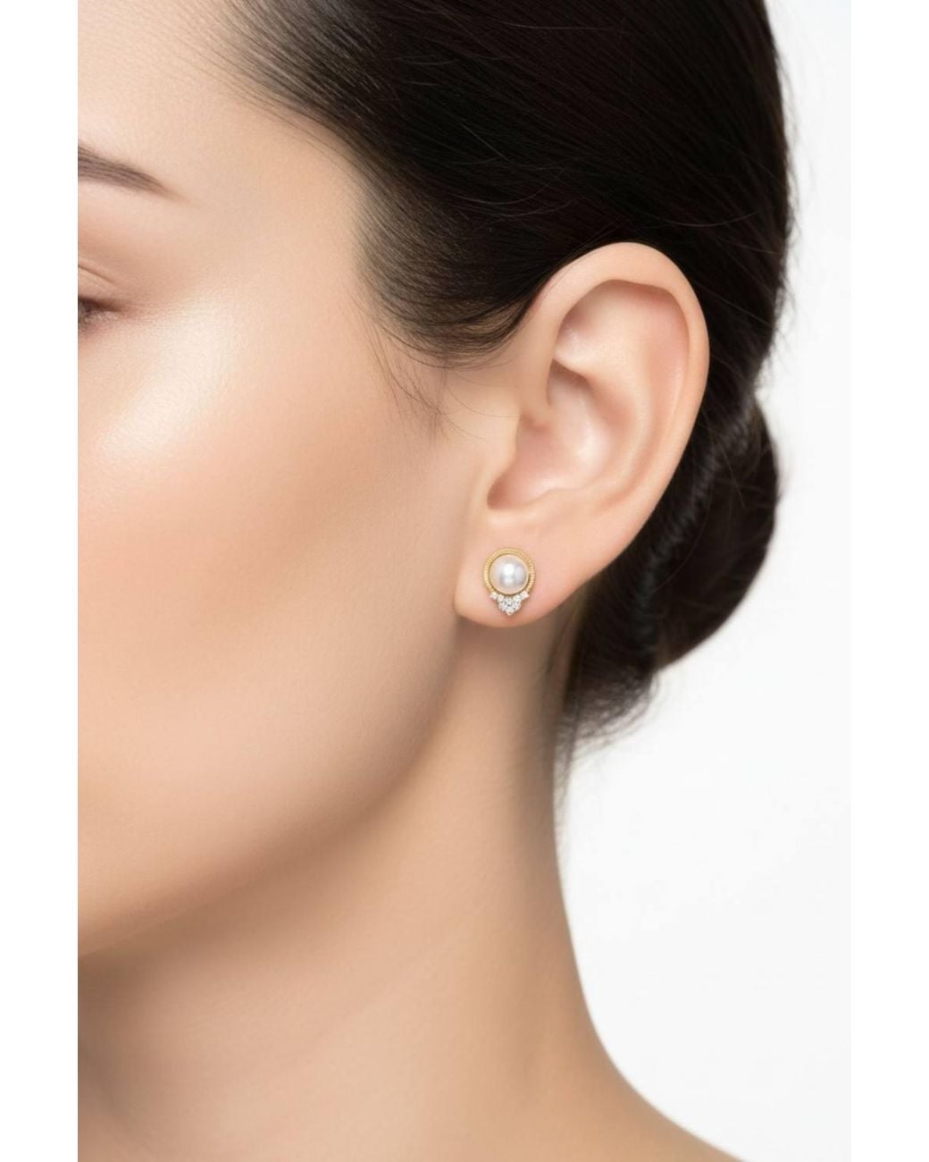 Latelita London White Solid 14K Diamond & Pearl Empress Earrings