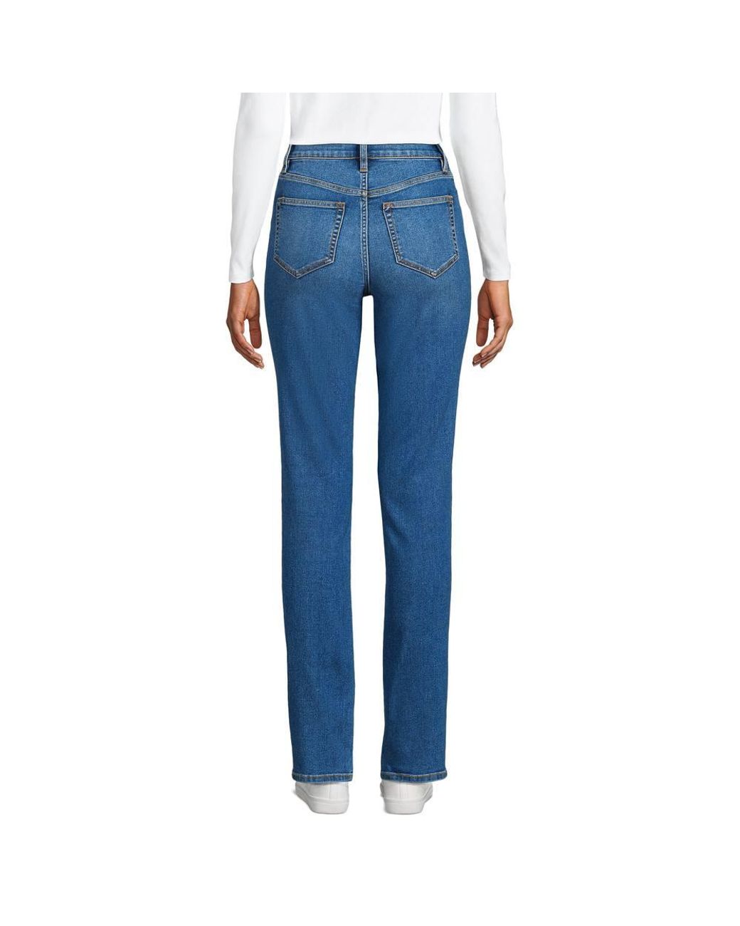 Lands' End Blue Petite Recover Straight Leg Jeans, High Waisted