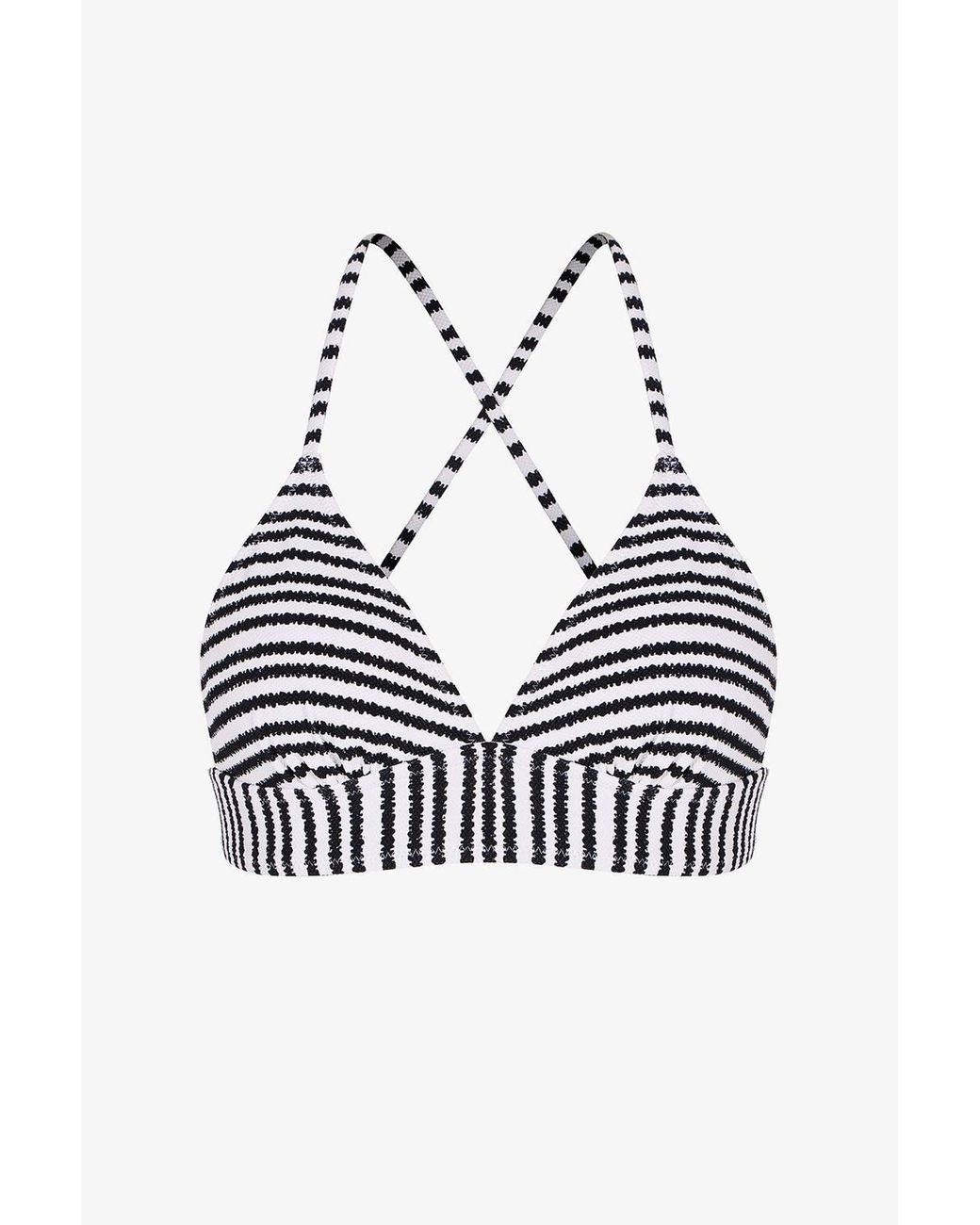Penti Black Ringel Striped Textured Bralette Bikini Top