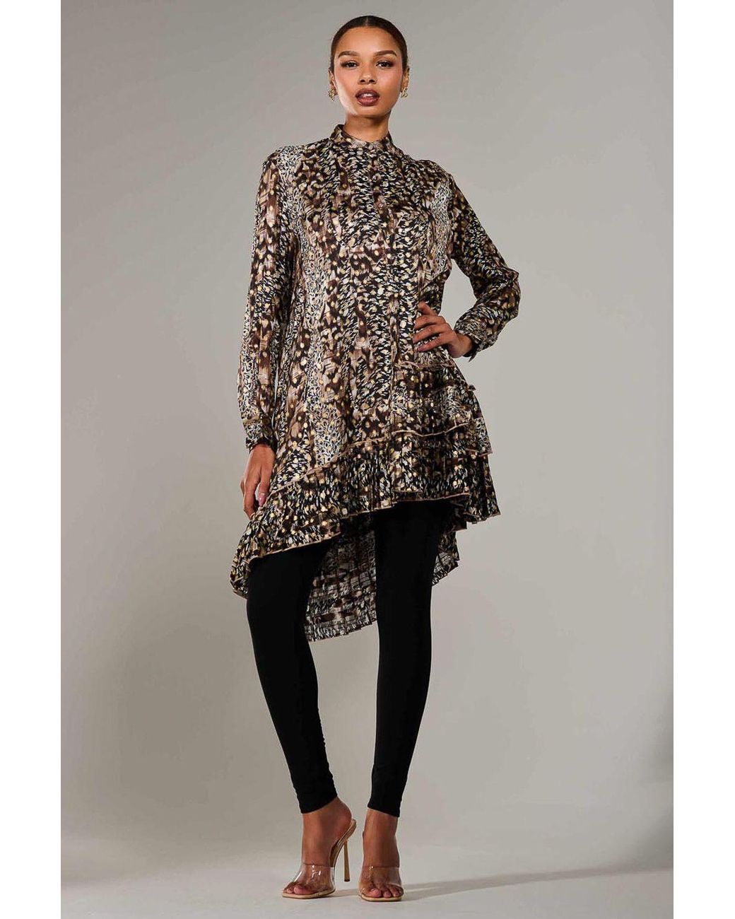 Jolie Moi Natural Dipped Hem Shirt Midi Dress