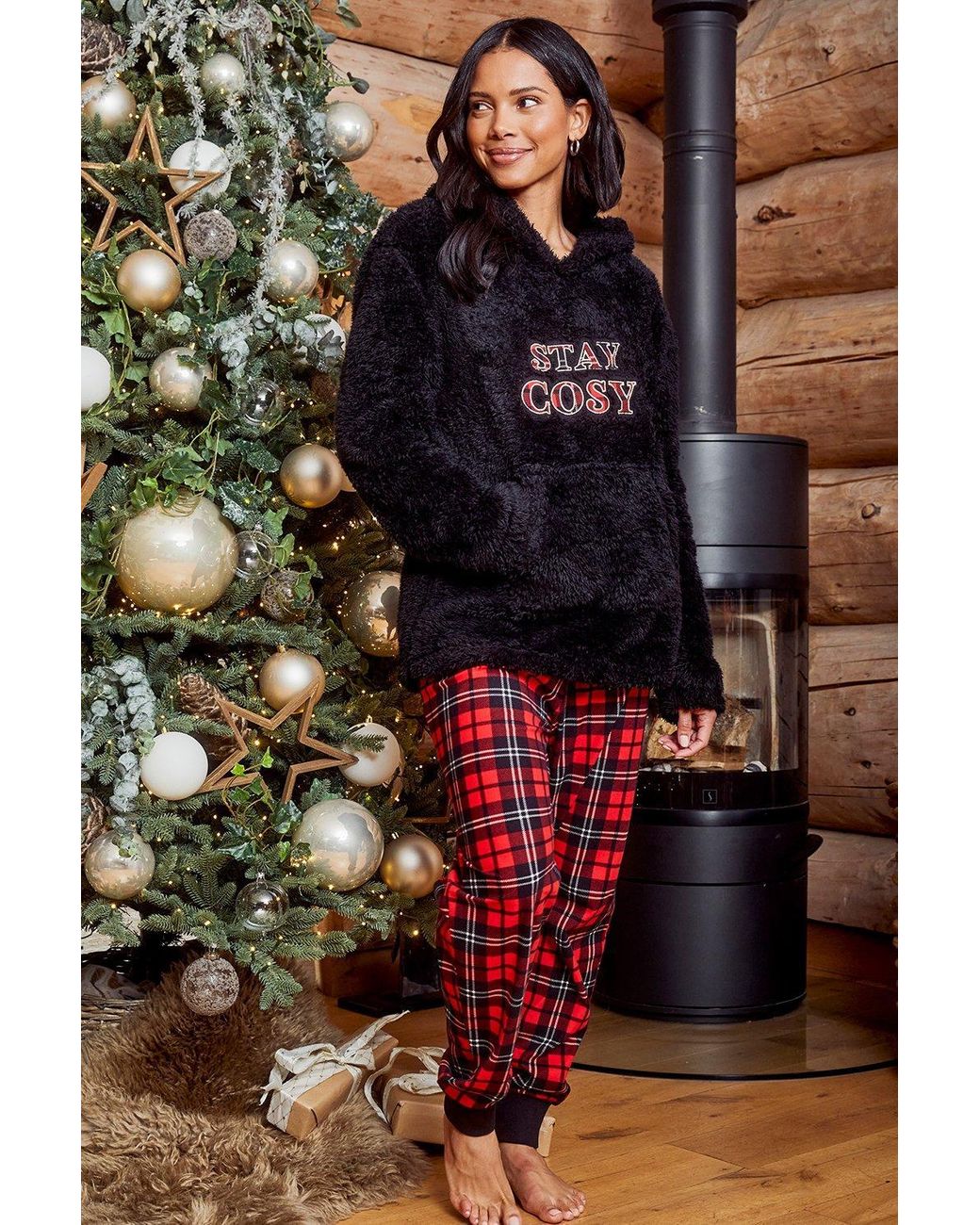 Threadbare snowy Christmas Hoodie And Bottoms Cosy Pyjama Set in