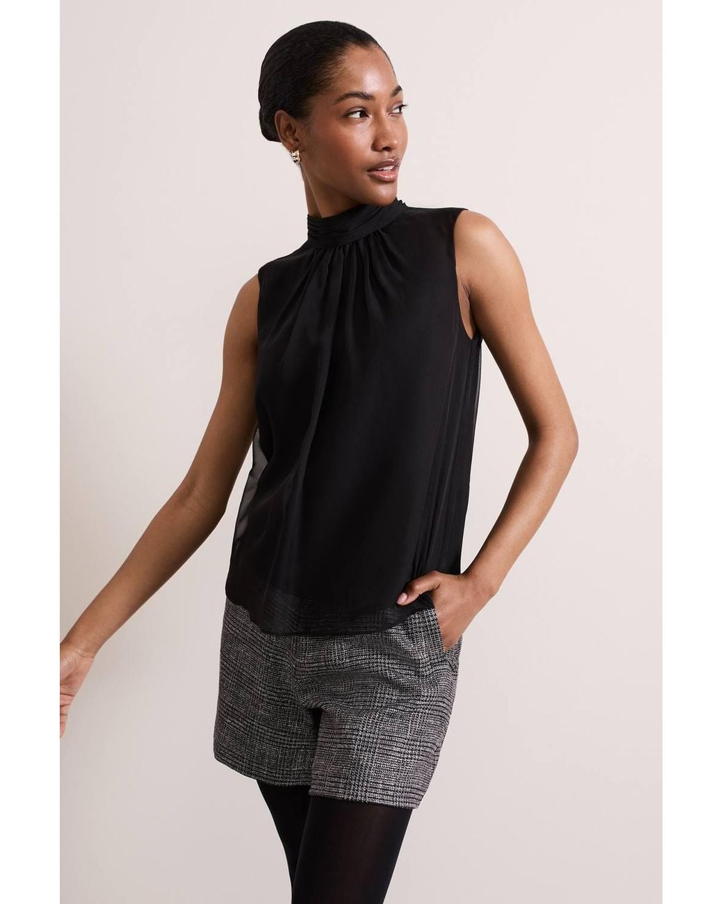 Phase Eight Black Nella High Neck Top