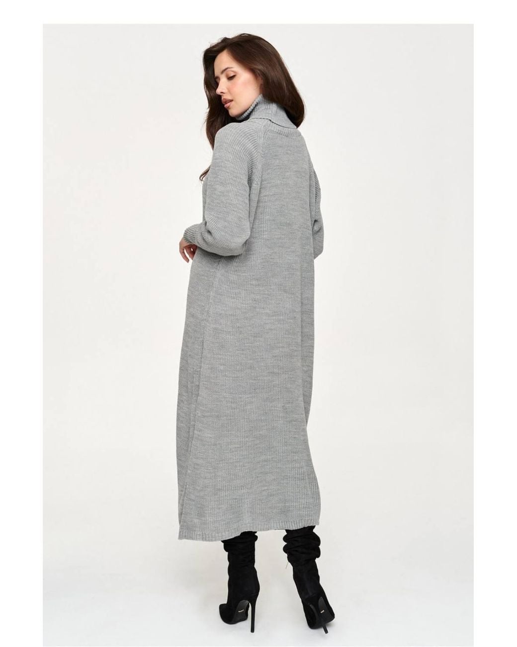 Love Lace Gray Autumn Knitted Long Sleeve Jumper Dress