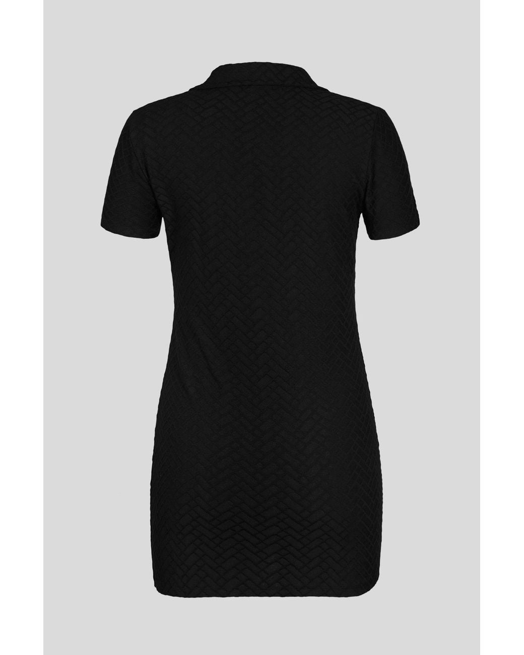 Enorsia Black Textured Longline Polo