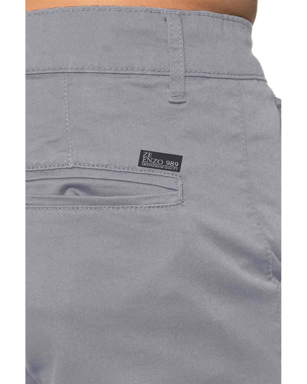 Enzo Gray Slim Fit Stretch Chino Shorts for men
