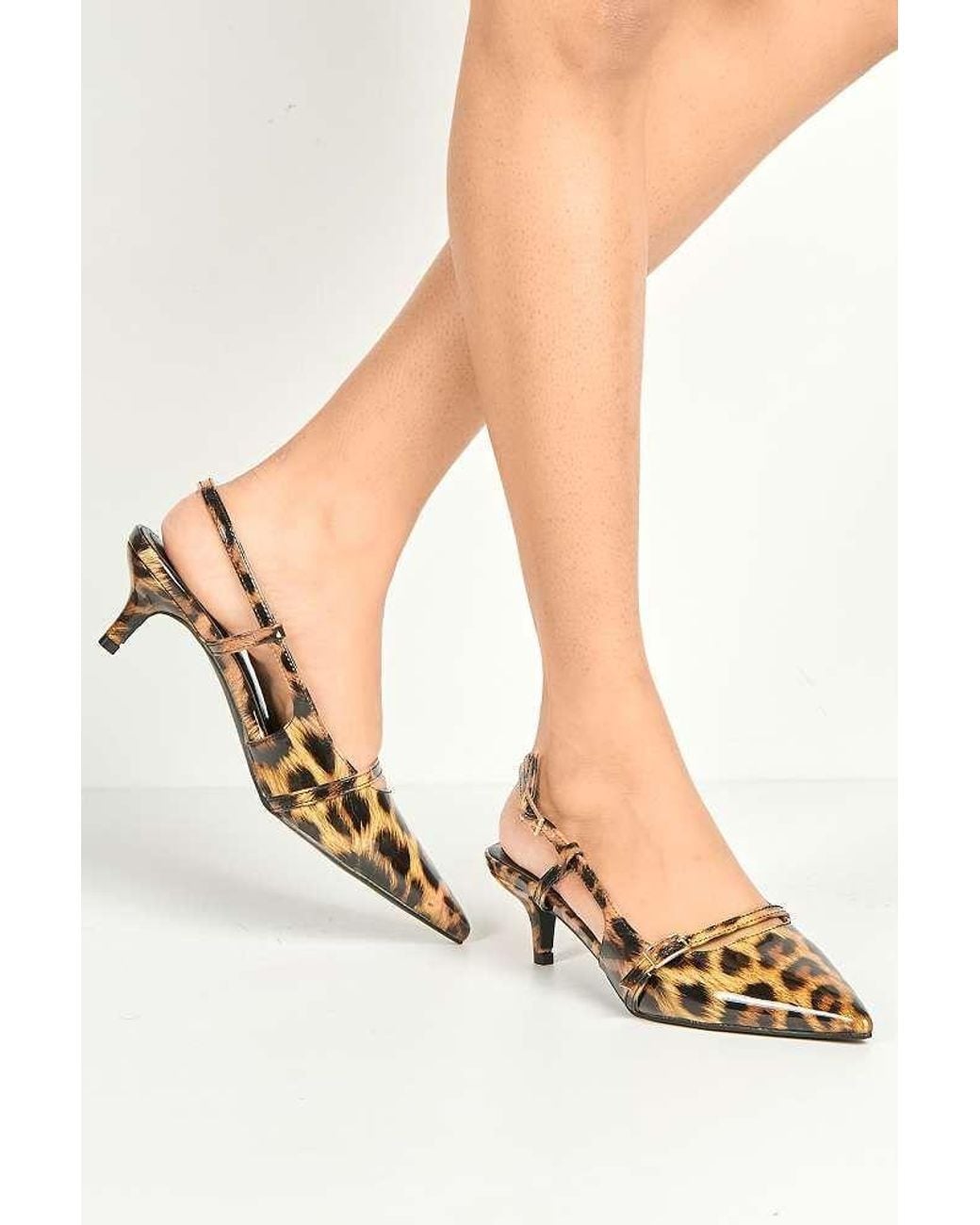 Miss Diva White Moranna Buckle Strap Kitten Heel Court Shoes