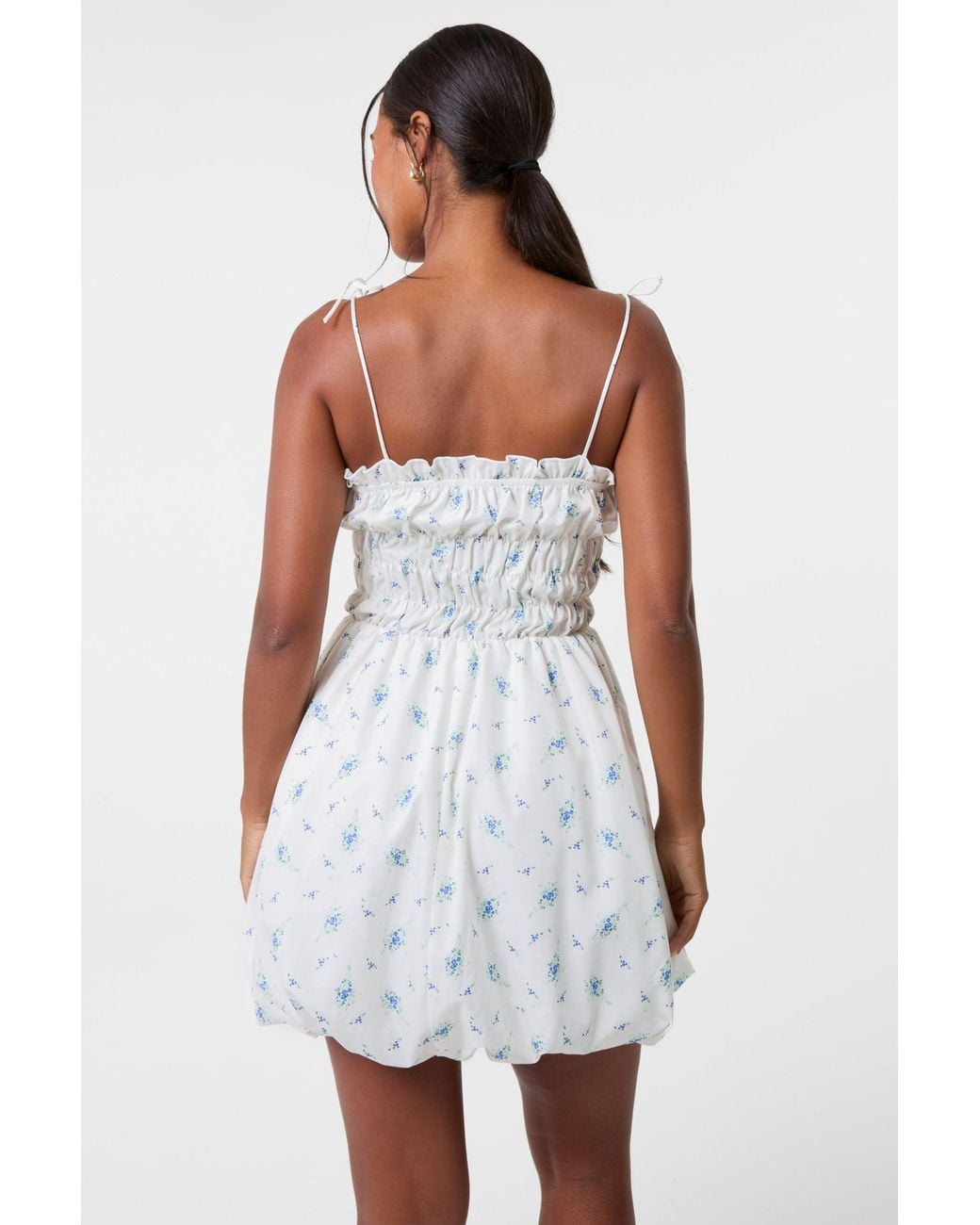 Pink Vanilla White Tie Front Ditsy Puffball Dress