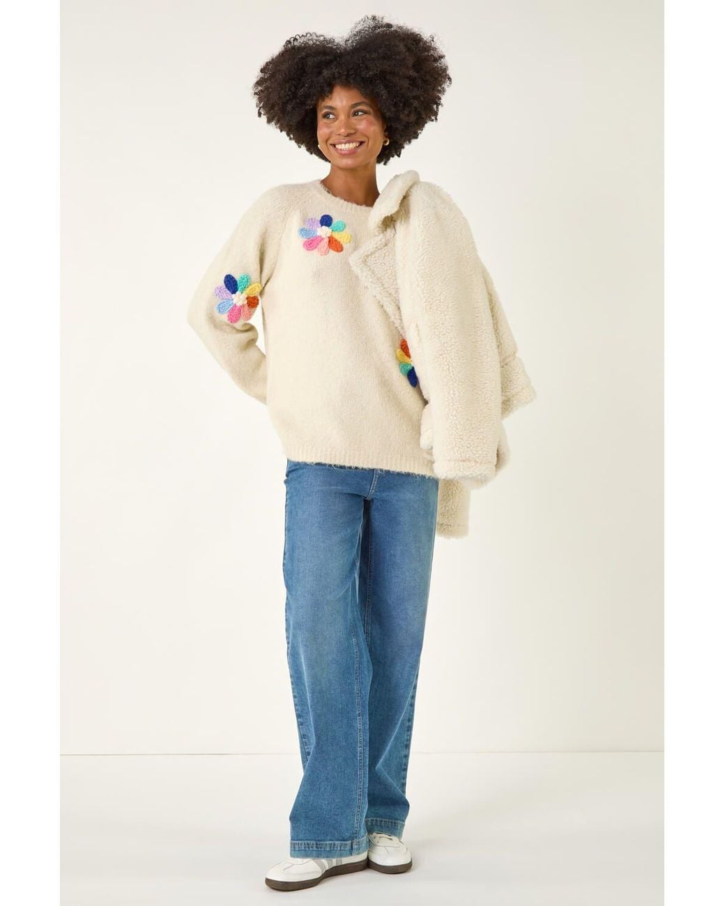 Roman Gray Floral Knit Jumper