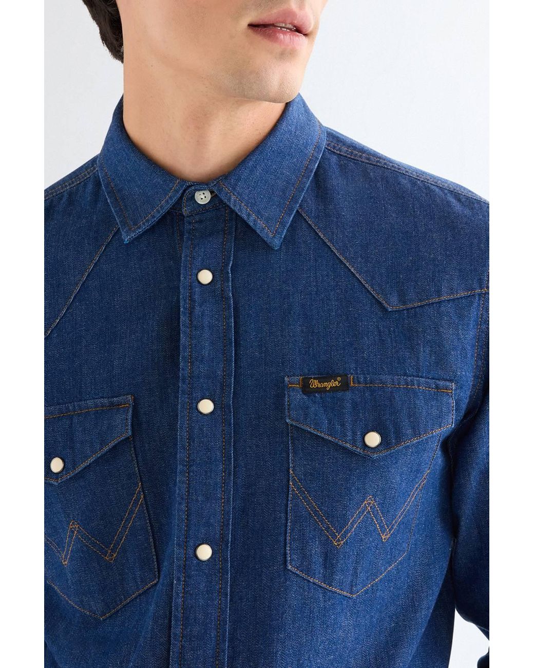 Wrangler Blue Western Shirt Caroline Creek for men