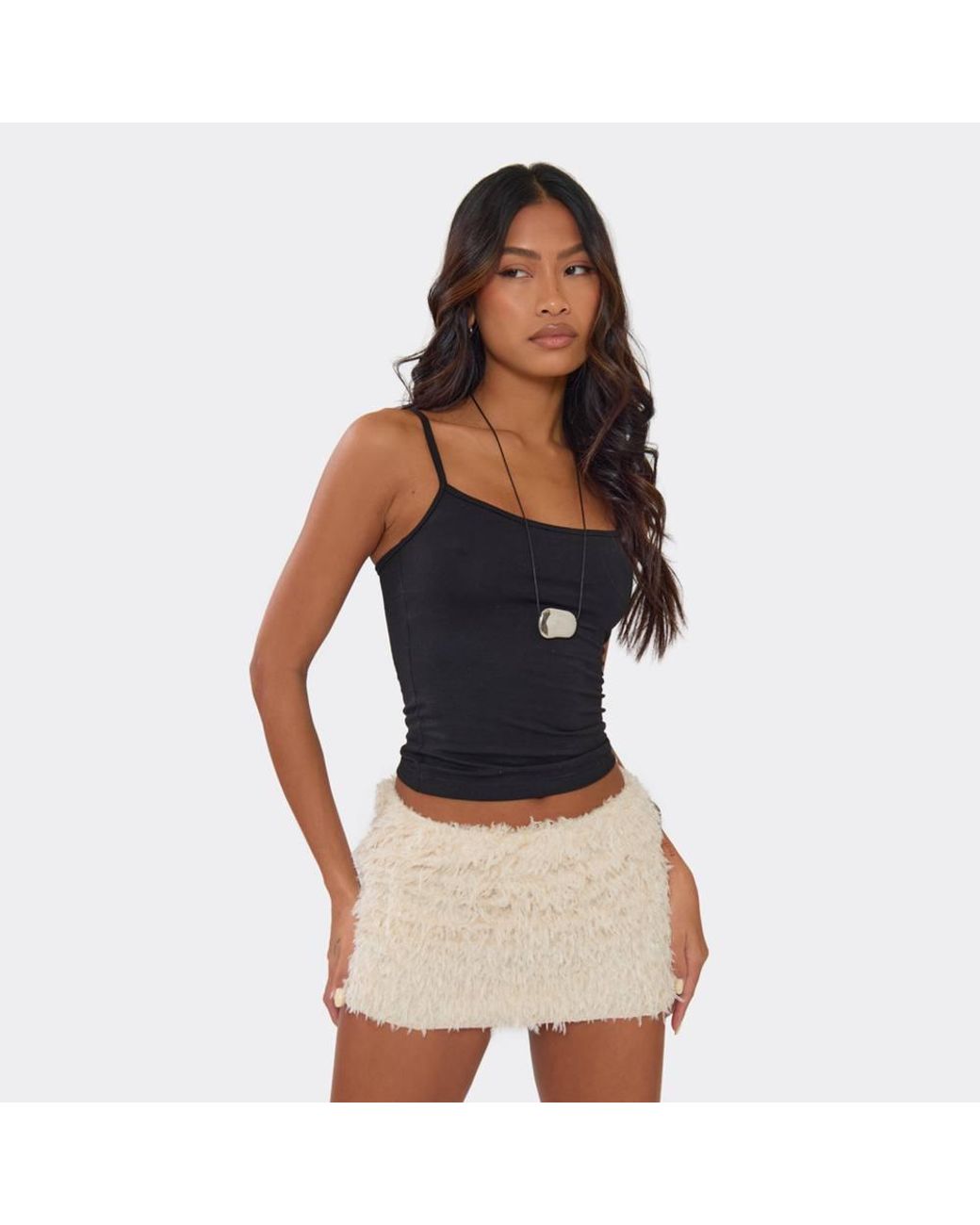 EGO Black Textured Low Rise Mini Skirt