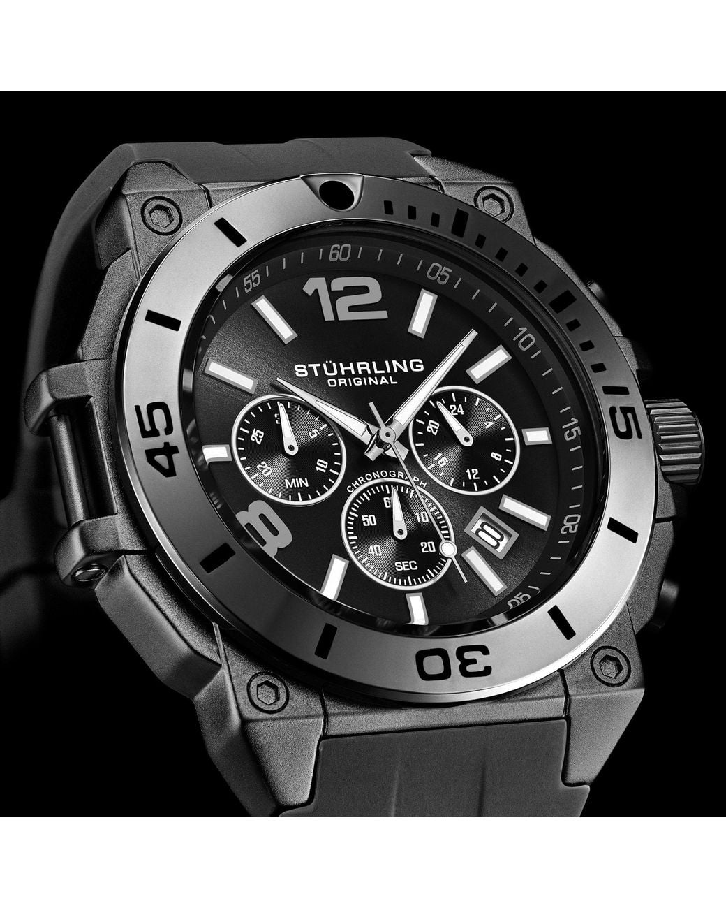 Stuhrling Metallic Spectra 50Mm Japanese Quartz Chronograph for men