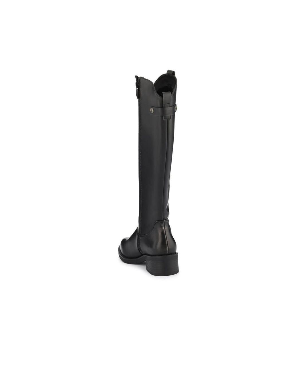 Pavers Black Block-Heeled Slip-On Long Boots