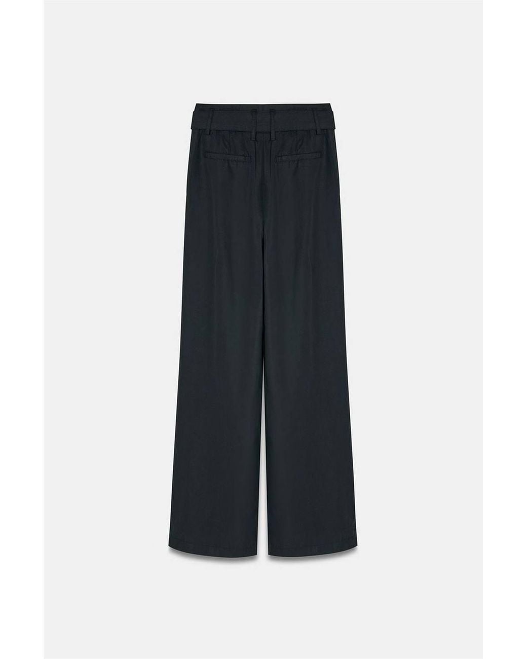 Dilvin Black Belted Wide-Leg Linen Blend Trousers