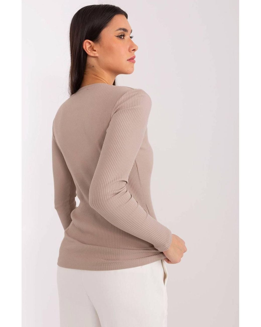 Love Lace Natural Cotton Ribbed Embellished Button Blouse