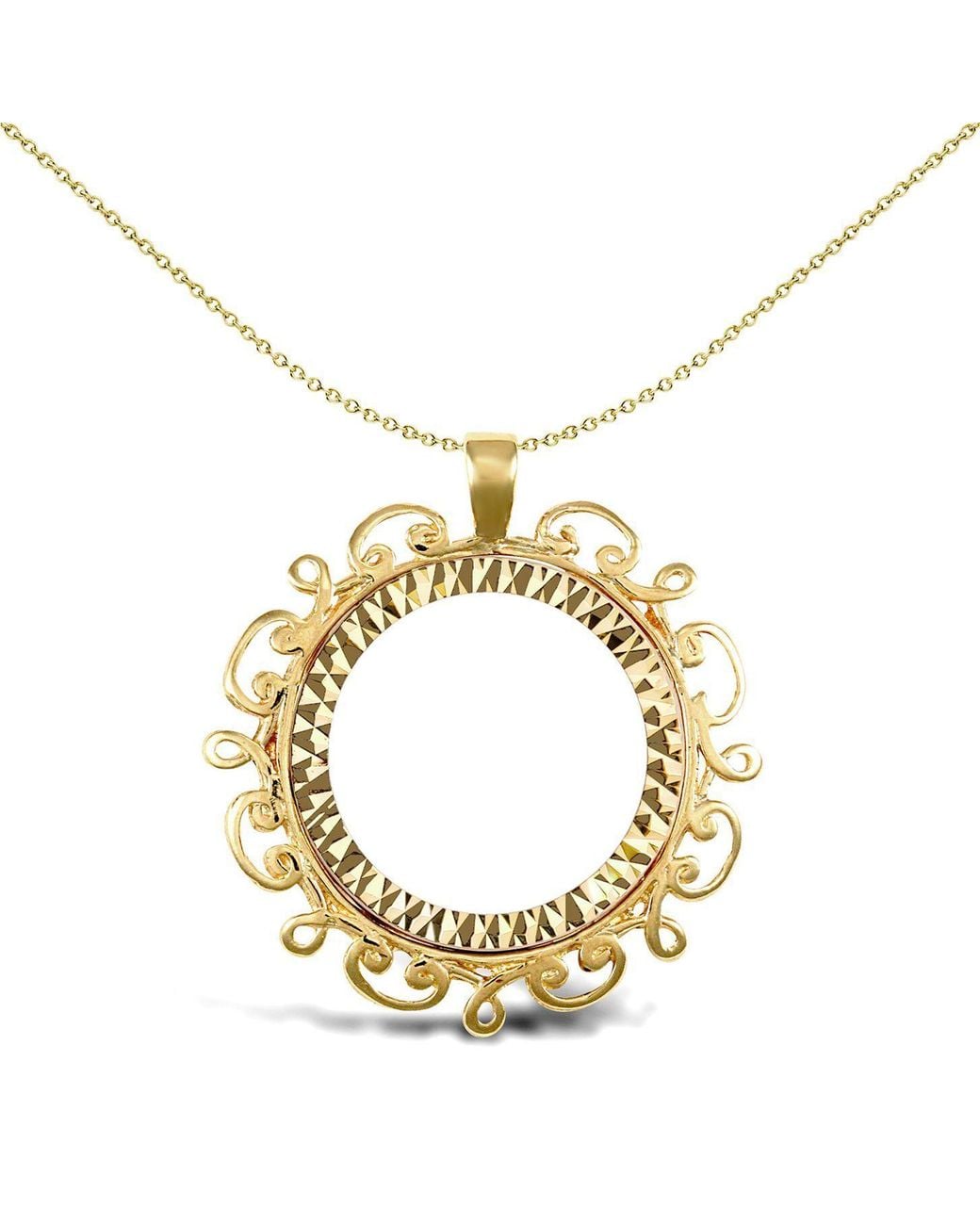 Jewelco London Metallic 9Ct Scroll Frame Half Sovereign Coin Mount Pendant