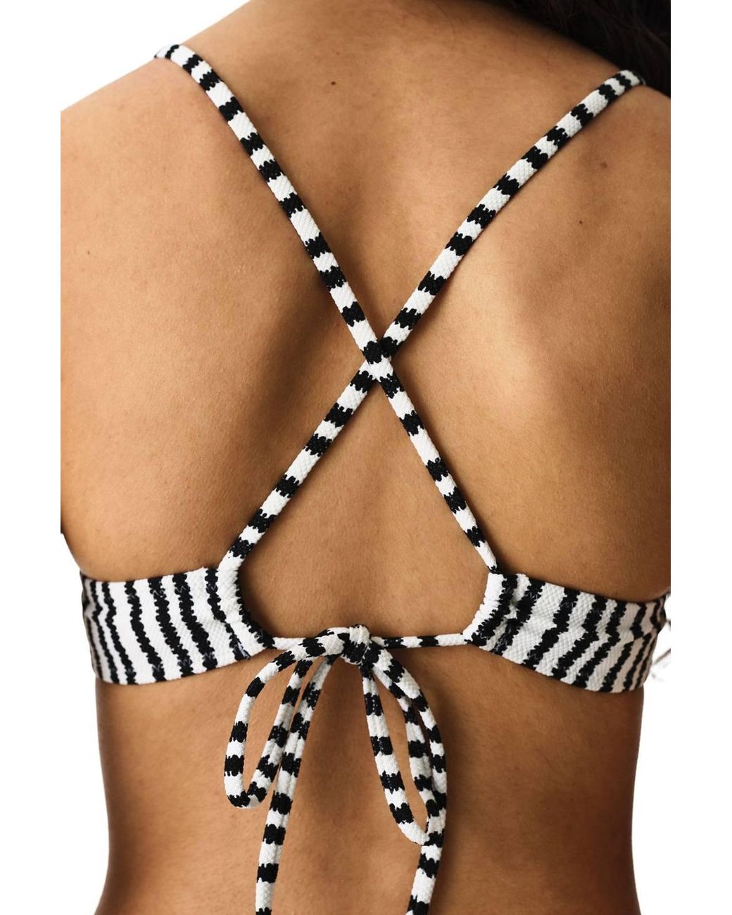 Penti Black Ringel Striped Textured Bralette Bikini Top
