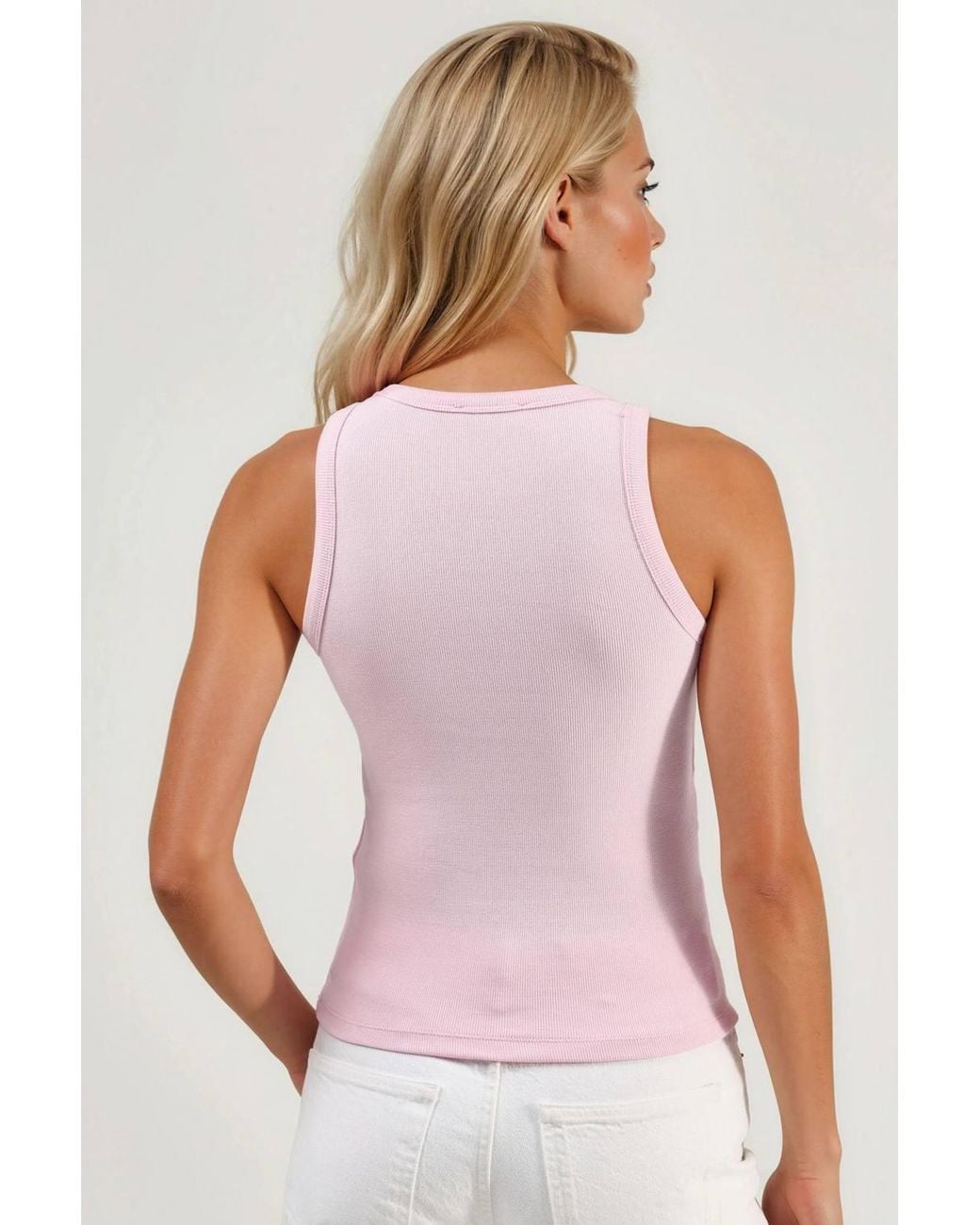 Busem Pink Ribbed Cotton-Blend Tank Top