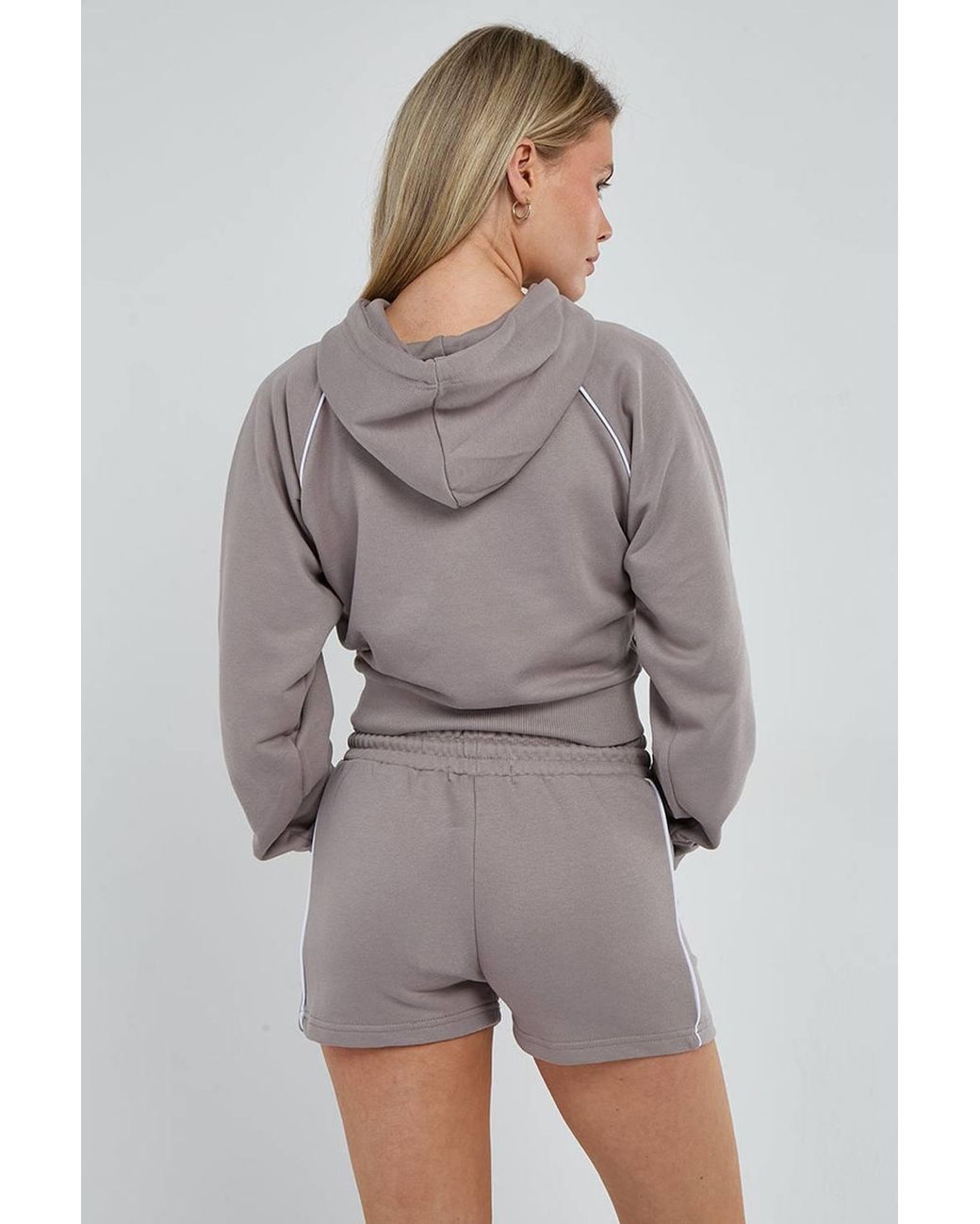 Stylewise Gray Piping Detail Hoodie & Shorts