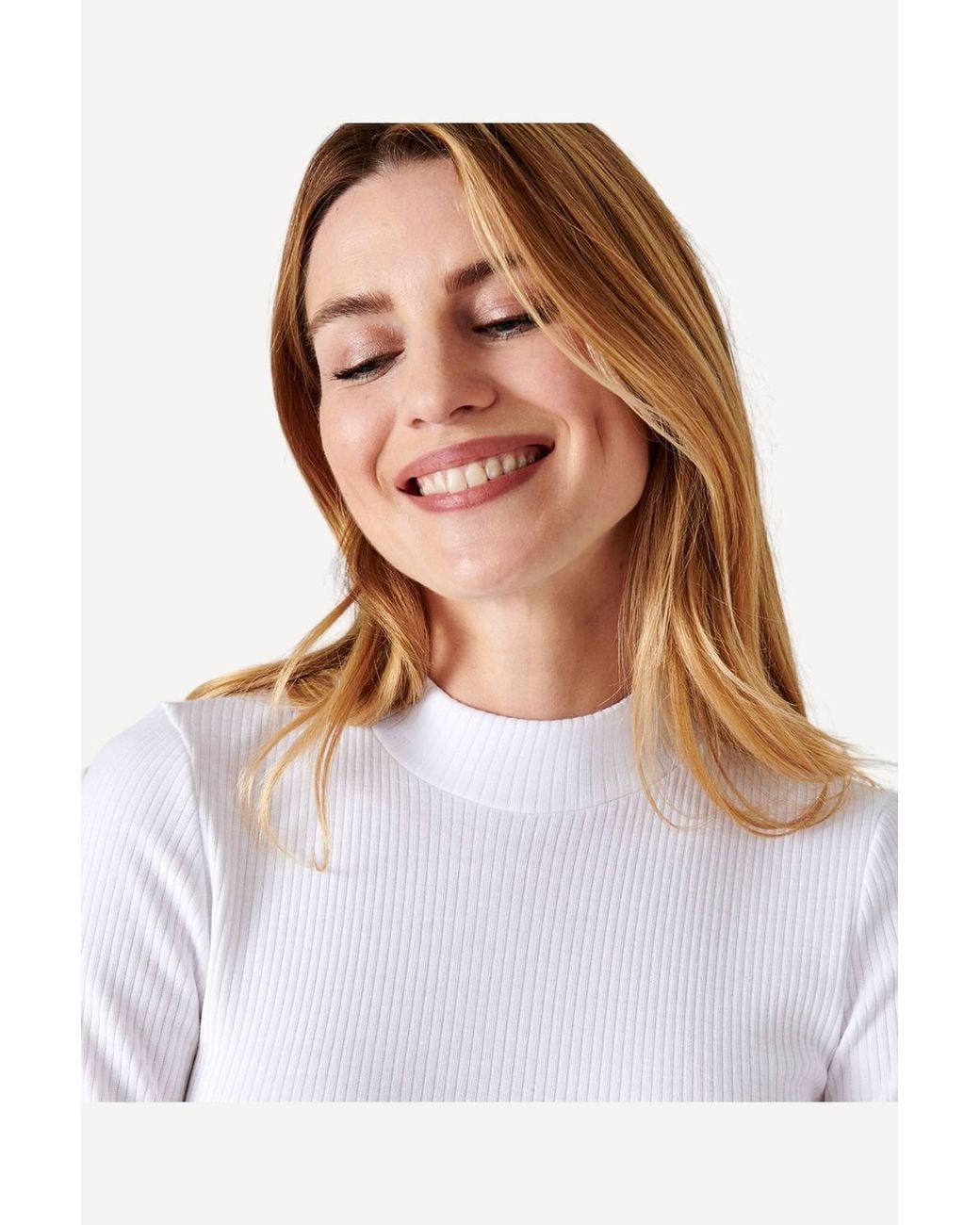 DAMART White Intense Warmth Brushed Rib Long-Sleeved Thermal T-Shirt