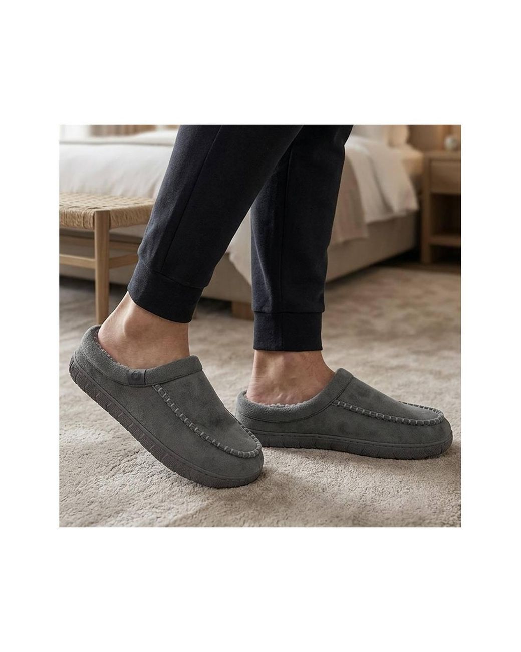 Pavers Gray Cushioned Mule Slippers for men
