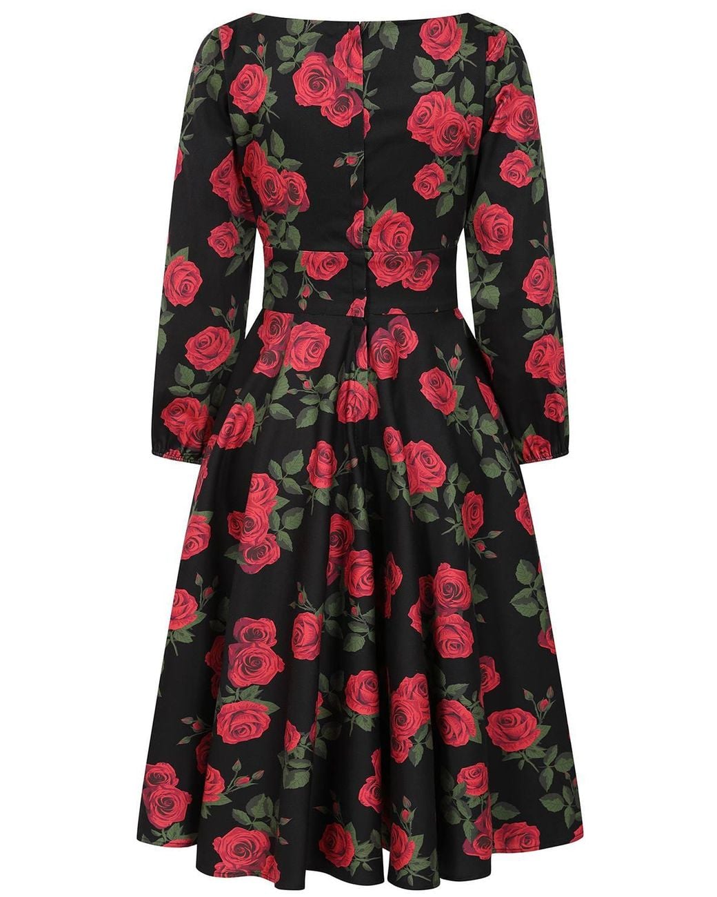 Banned Retro Red Mina Romantic Roses Swing Dress