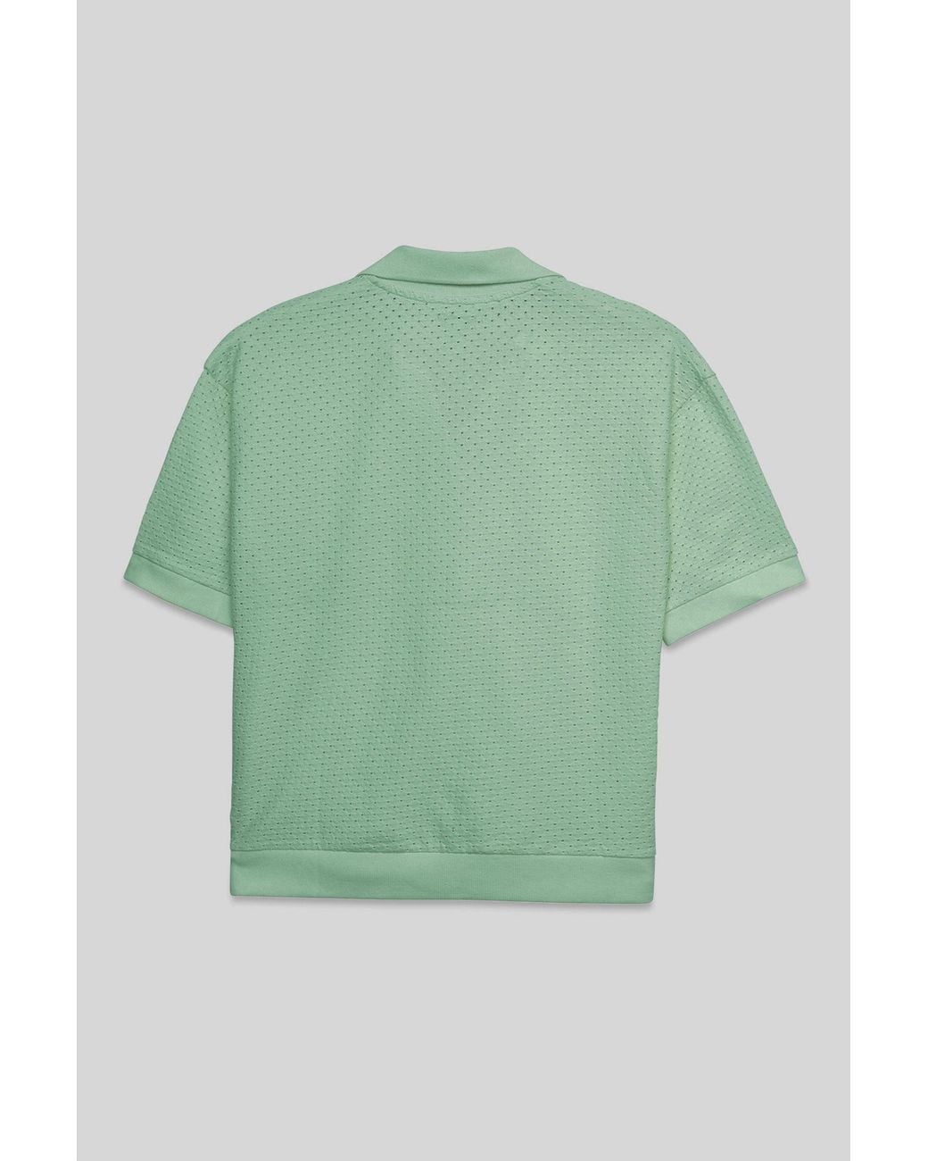Enorsia Green Cotton Rich Broderie V-Neck Polo Shirt