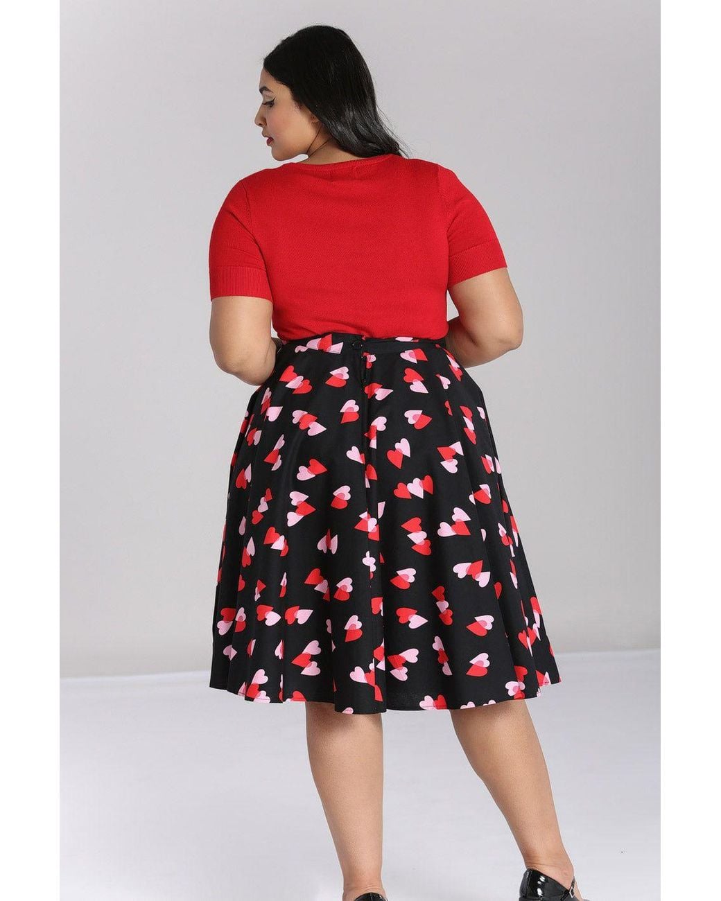 Hell Bunny Red Confetti Printed Cotton 50's Midi Skirt