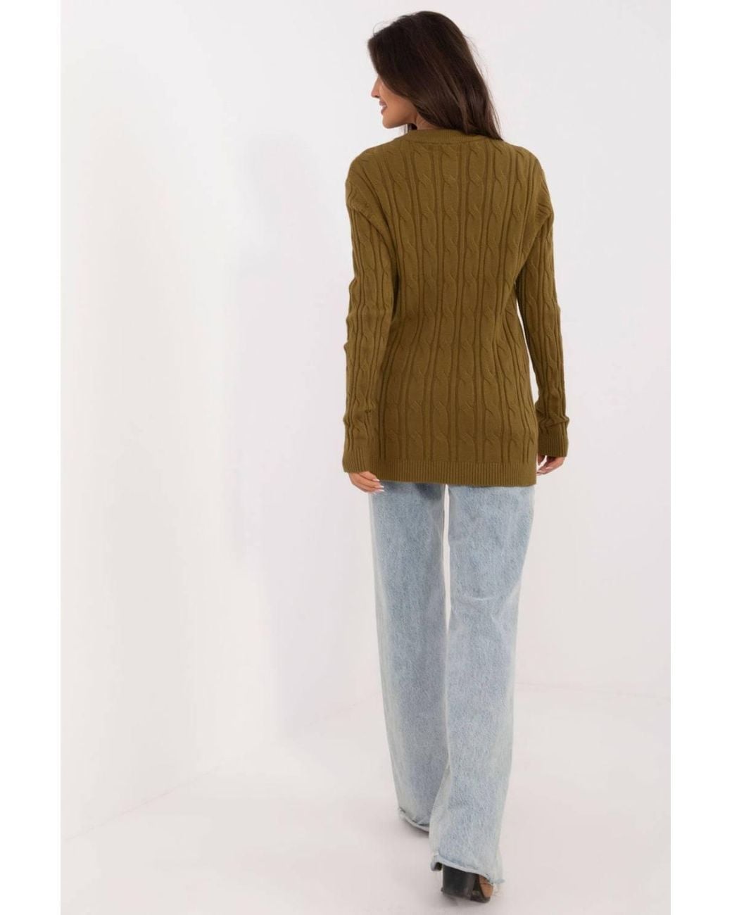 Love Lace Green Textured Viscose Nylon Pbt Casual Sweater Style 199536